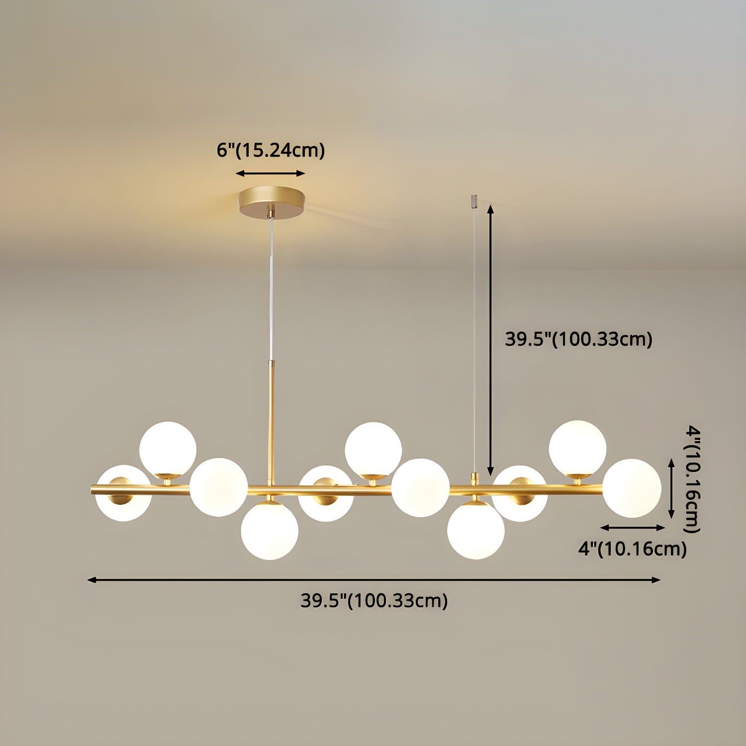 Lustra Chandelier Glass Globe Gold 12-Light - Letslighting