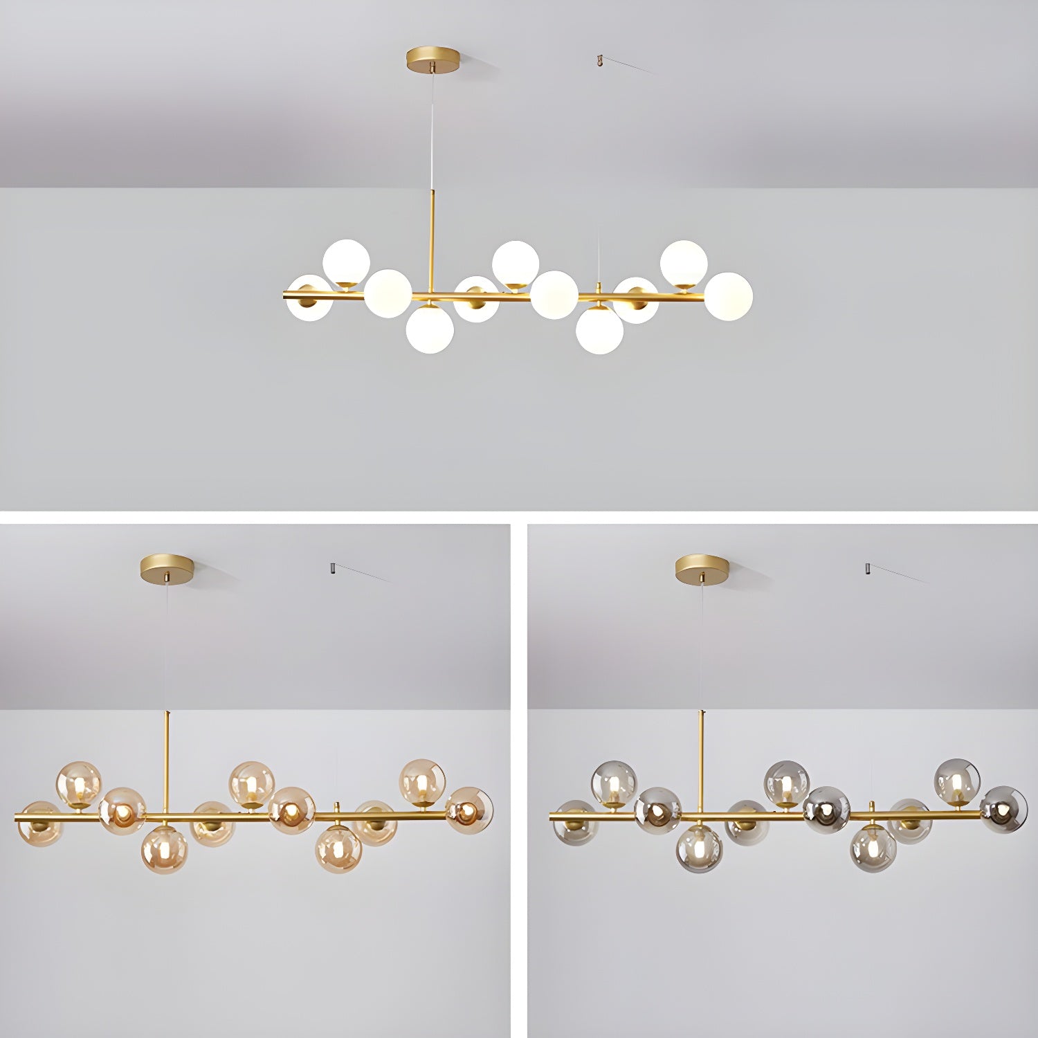 Lustra Chandelier Glass Globe Gold 12-Light - Letslighting