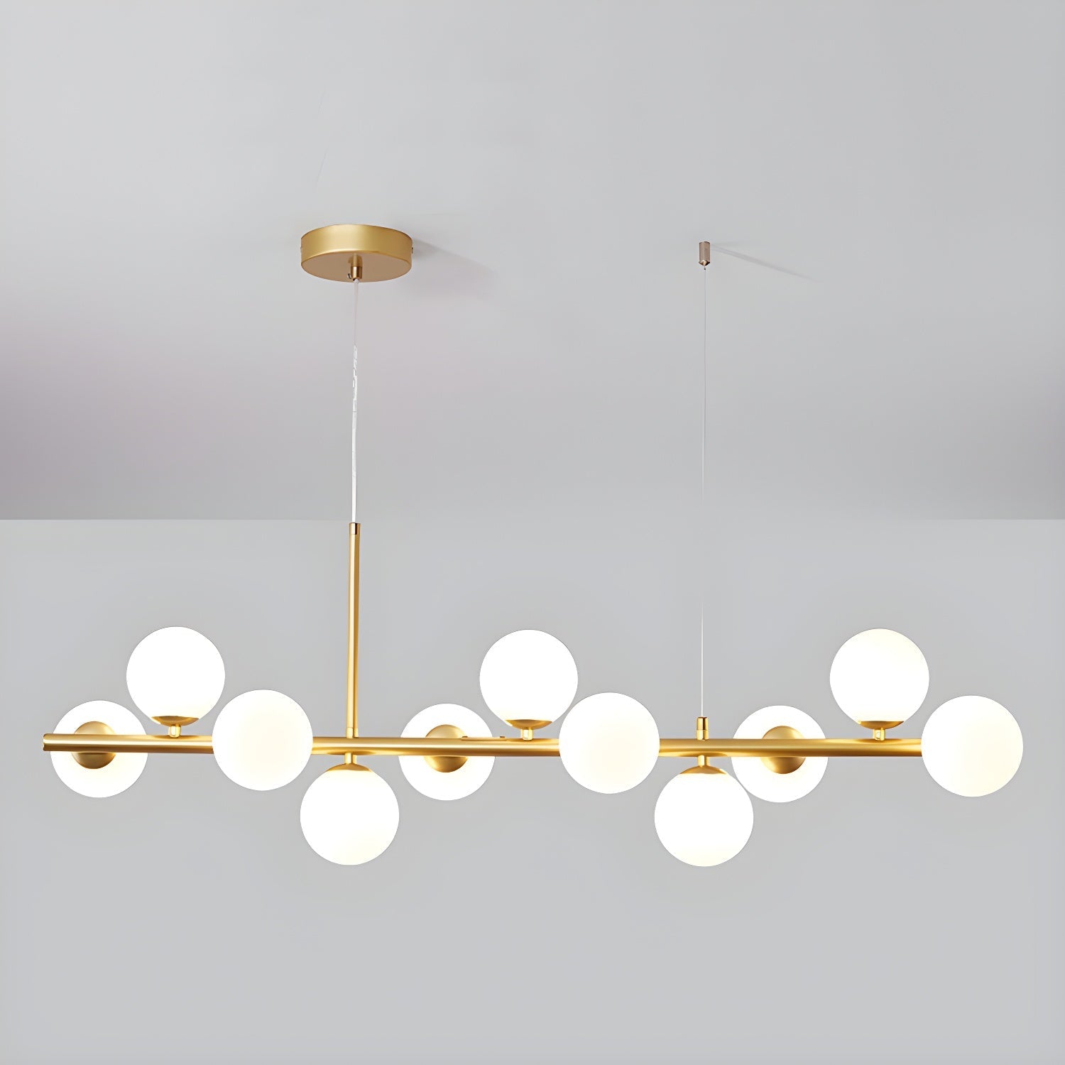 Lustra Chandelier Glass Globe Gold 12-Light - Letslighting