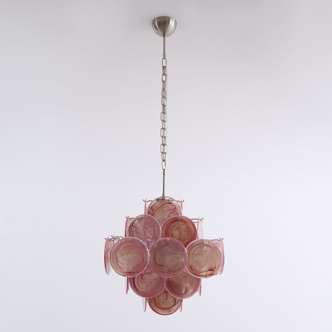 Aurora Chandelier Pink Glass Disc Layered Romantic - Letslighting