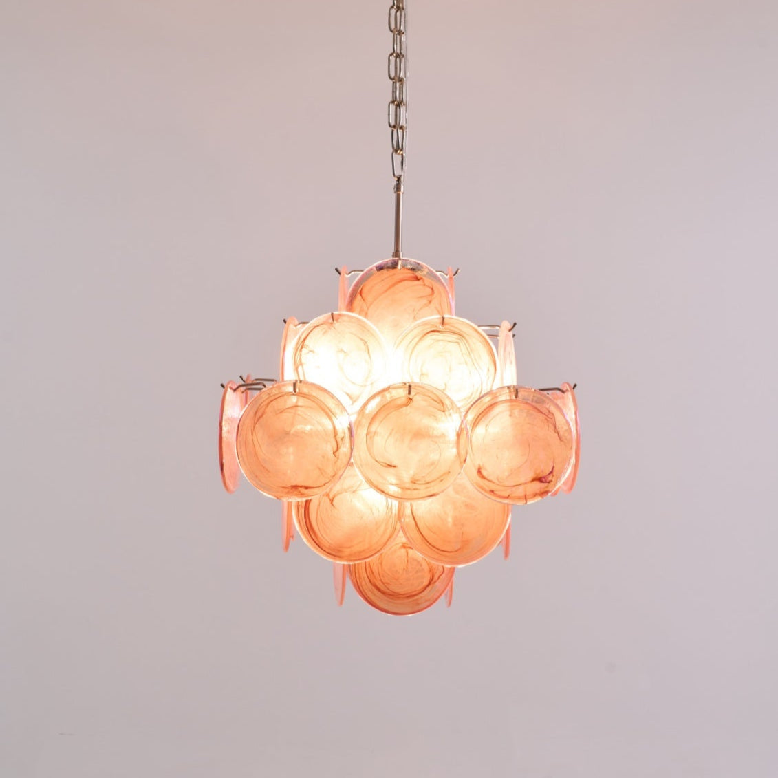 Aurora Chandelier Pink Glass Disc Layered Romantic - Letslighting
