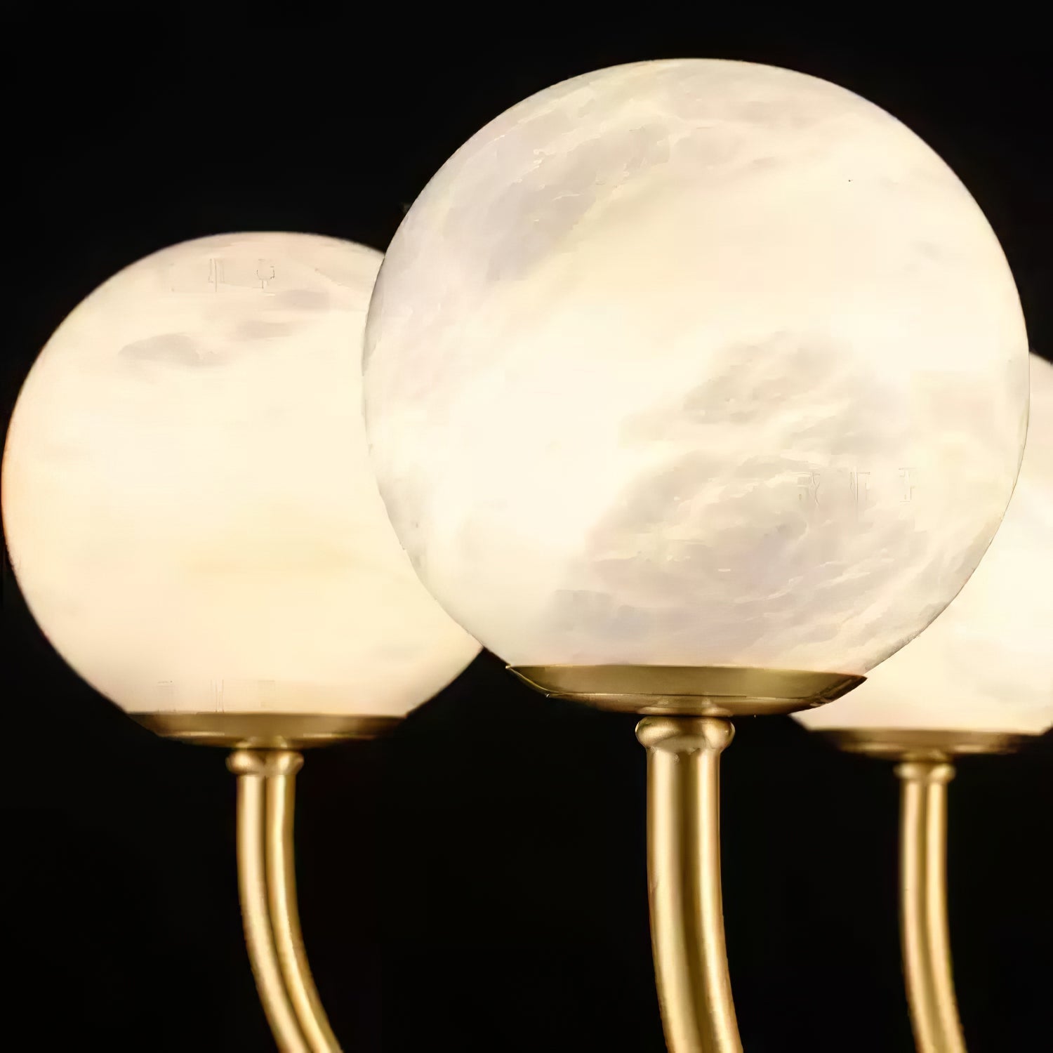 Mjolkuvys Modern Minimalist Globe Brass Alabaster Chandelier - Letslighting