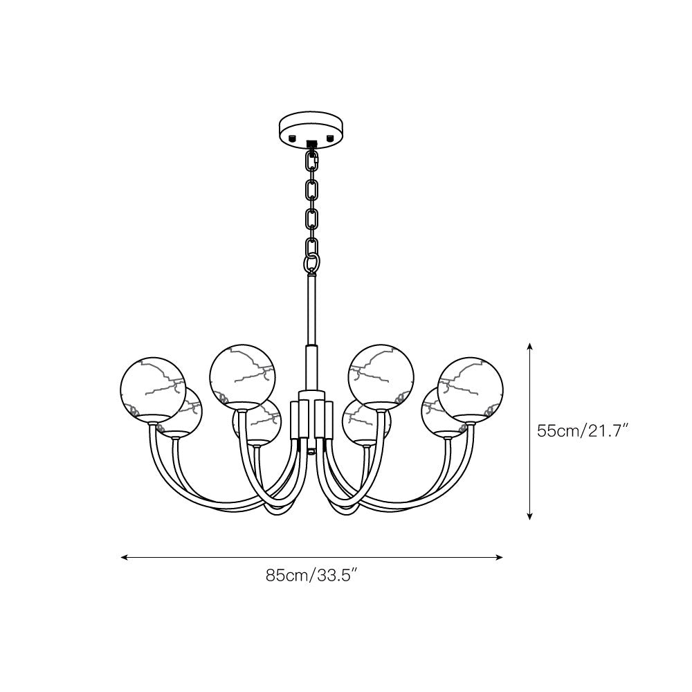Mjolkuvys Modern Minimalist Globe Brass Alabaster Chandelier - Letslighting