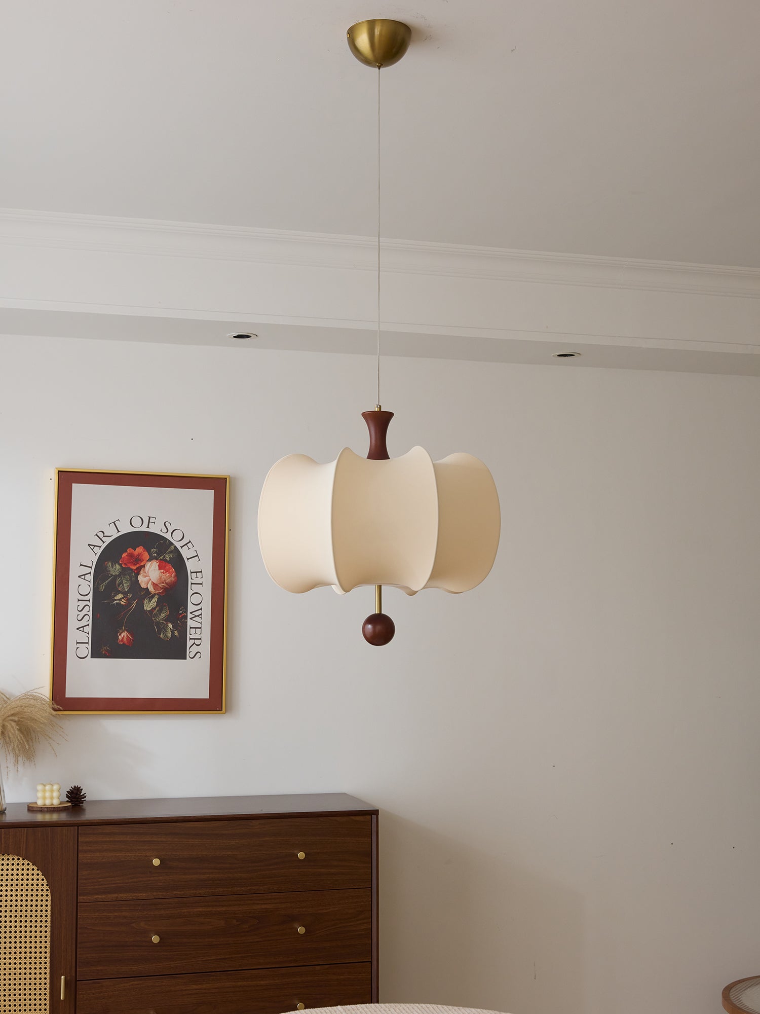 Calithra Fabric Wood Pendant Light - Letslighting