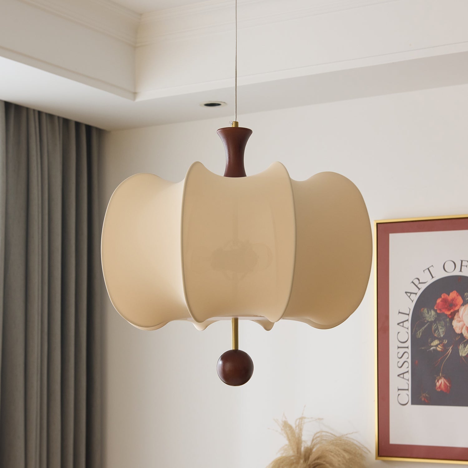 Calithra Fabric Wood Pendant Light - Letslighting