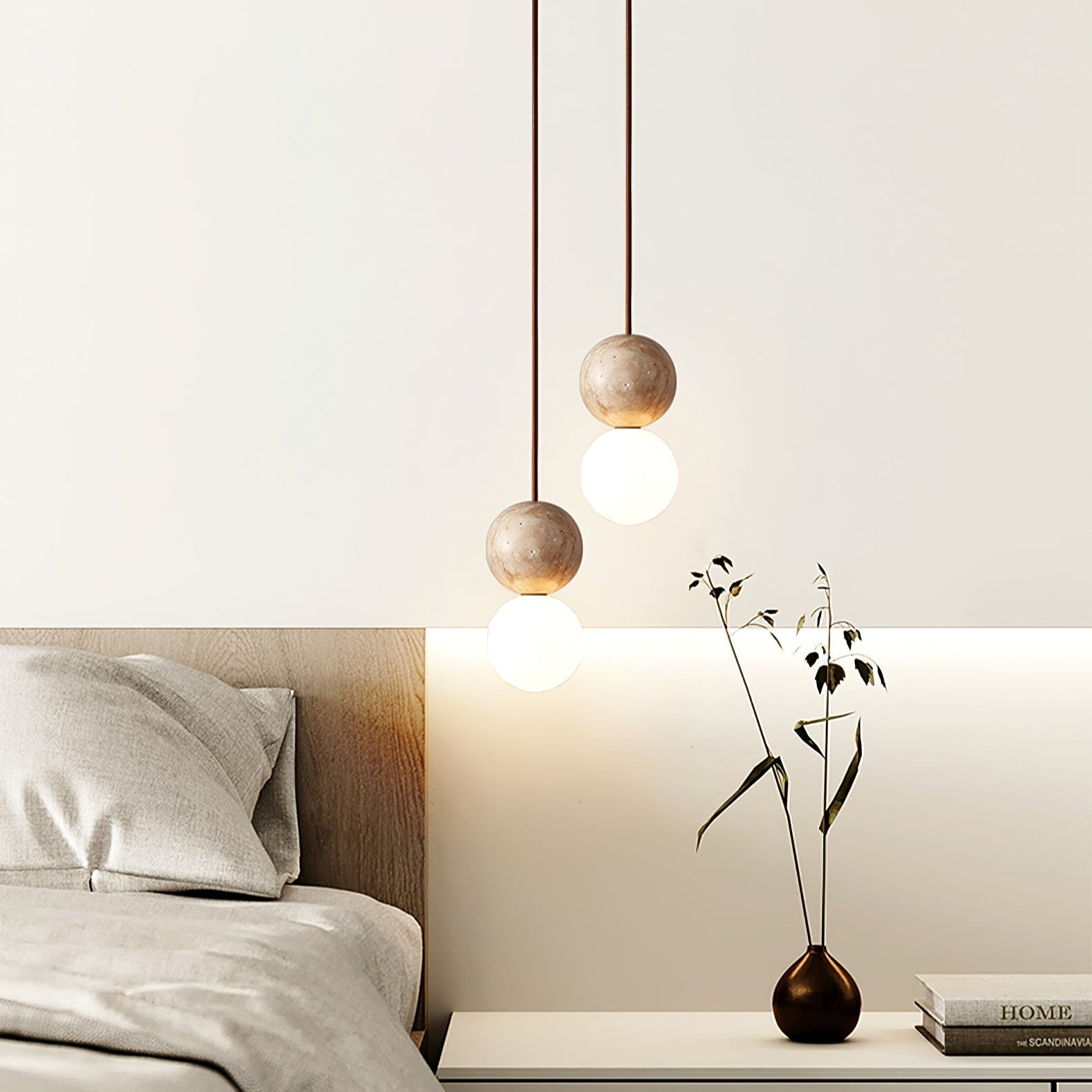 Luna  Travertine Pendant Light