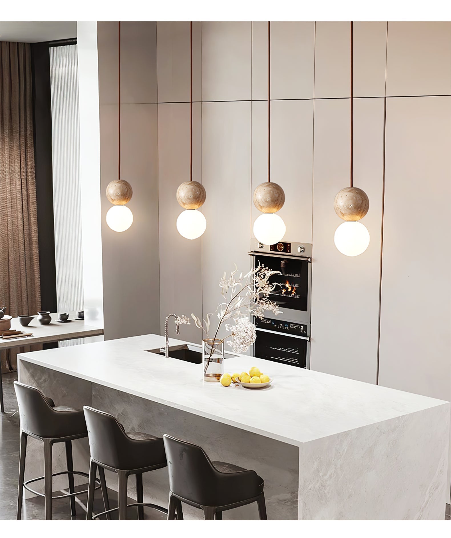 Luna  Travertine Pendant Light