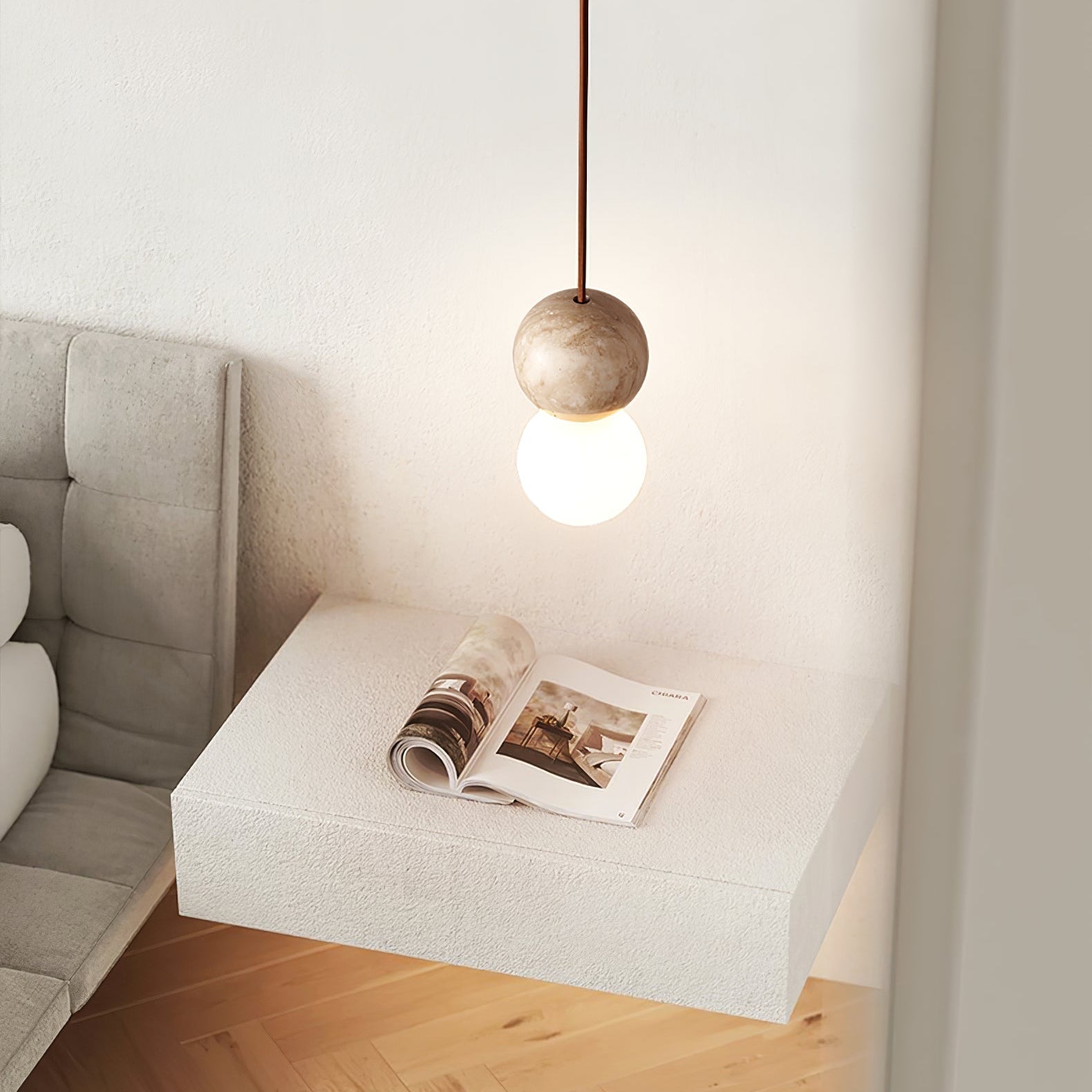 Luna  Travertine Pendant Light