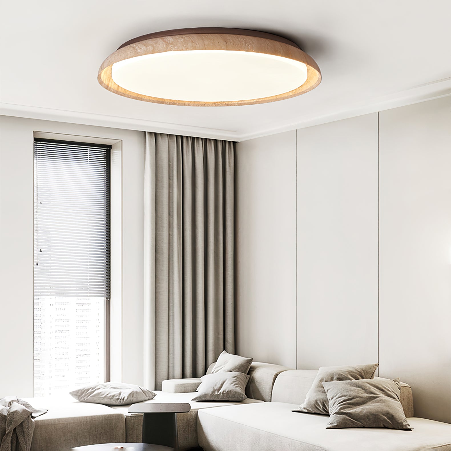 Elvinila Ring-Rim Travertine Ceiling Light - Letslighting