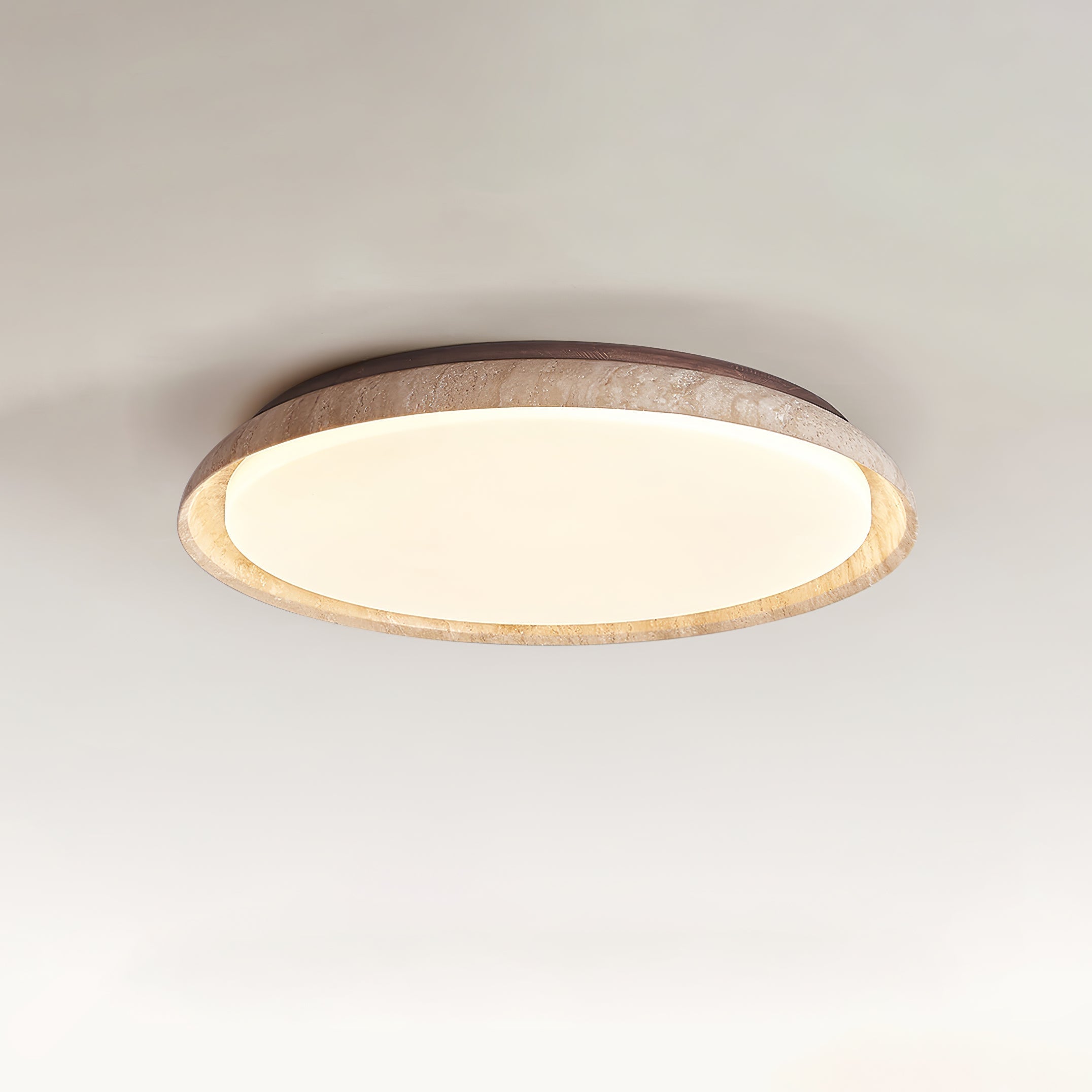 Elvinila Ring-Rim Travertine Ceiling Light - Letslighting
