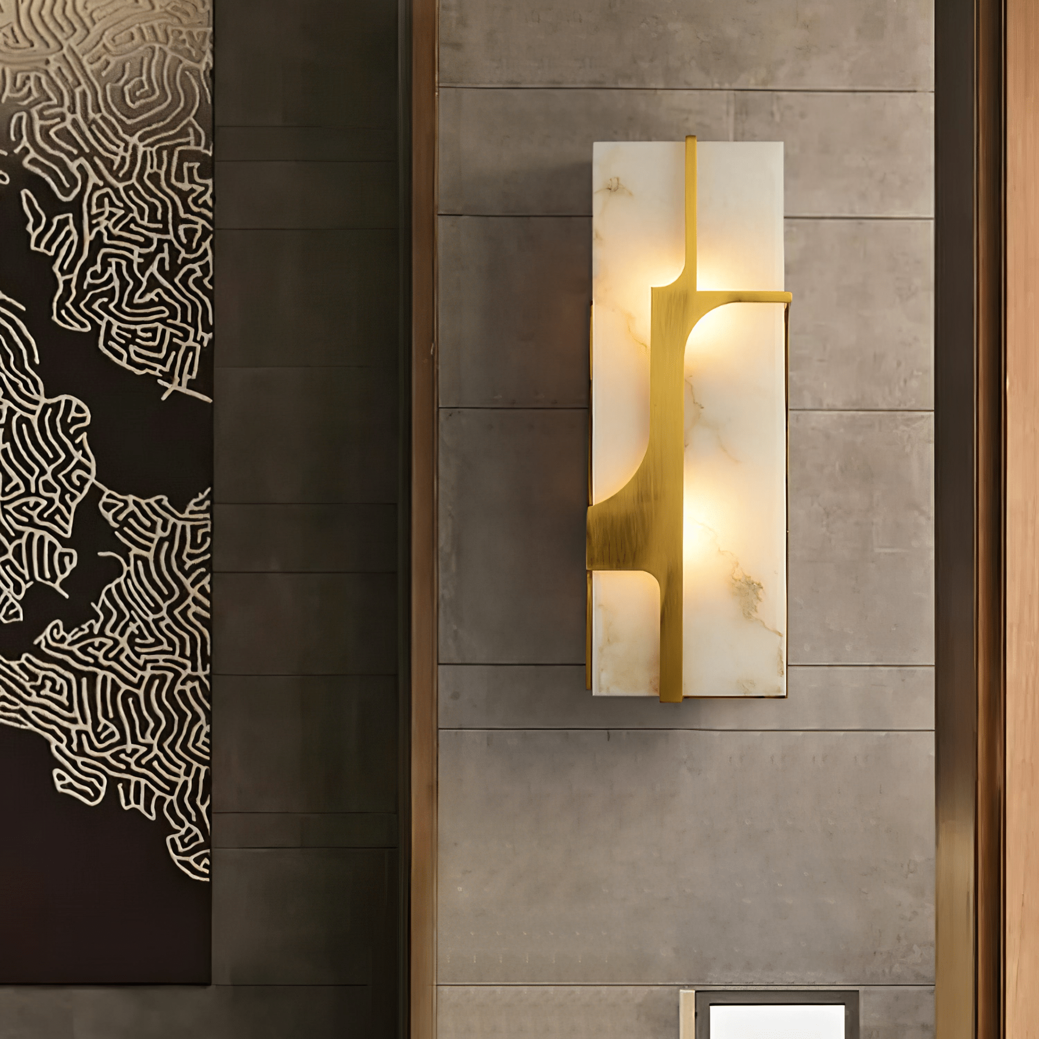 Aurevon Minimalist Alabaster Wall Light