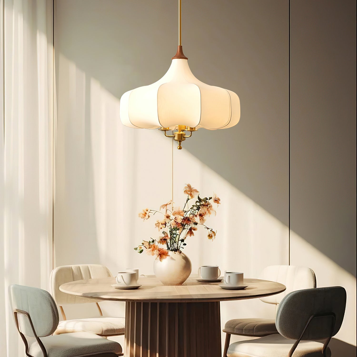 Fioren Fabric & Wood Pendant Light - Letslighting