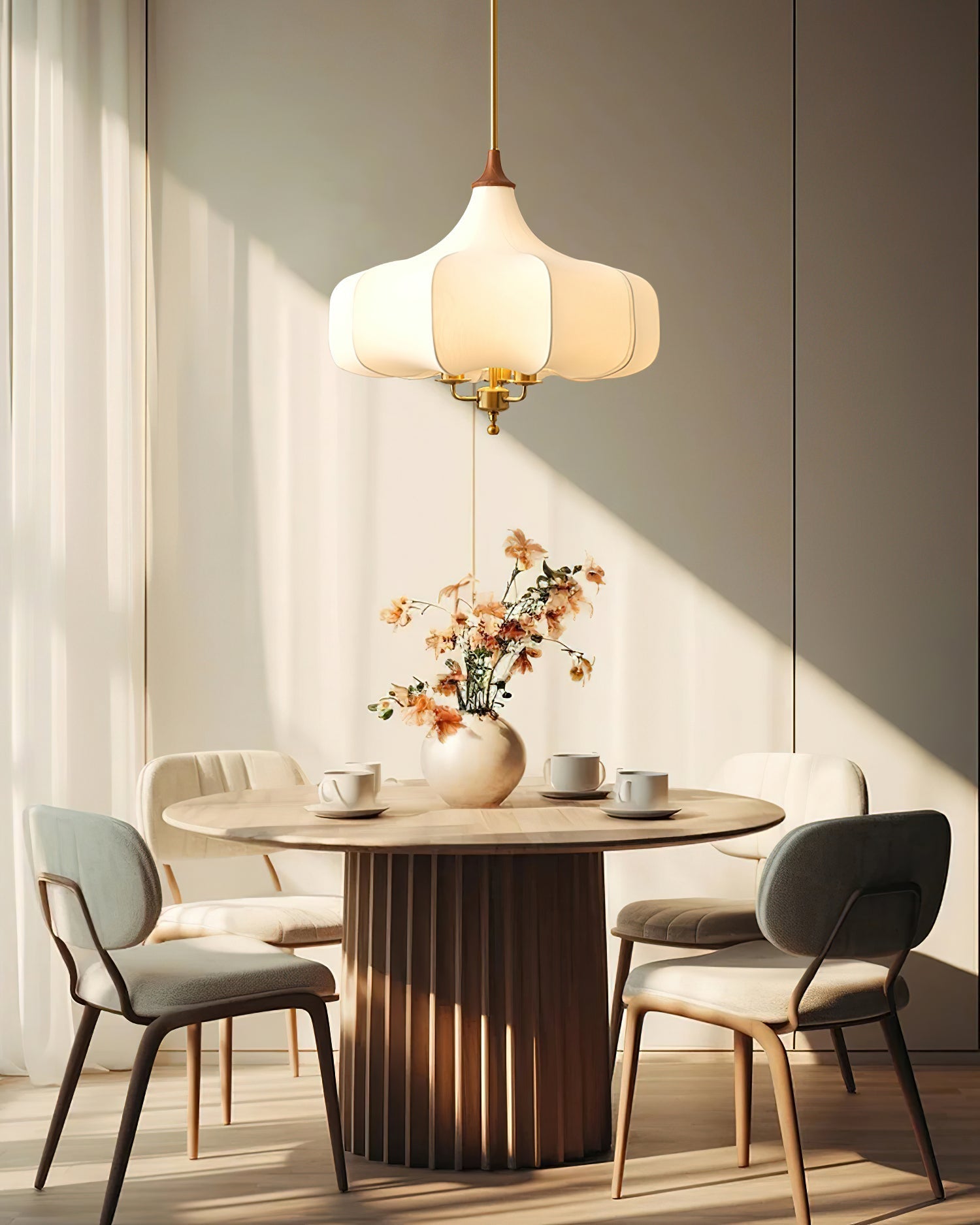 Fioren Fabric & Wood Pendant Light - Letslighting