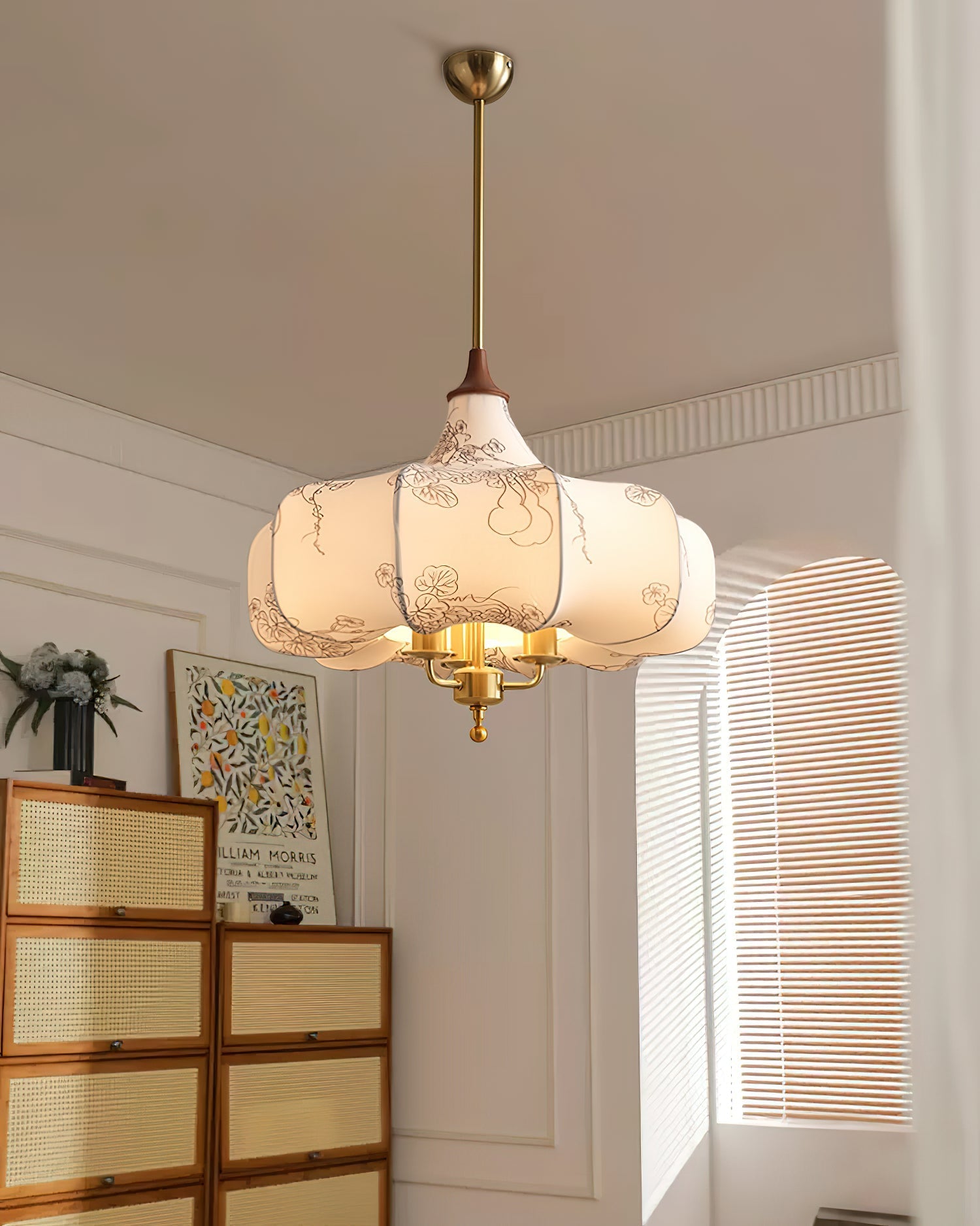 Fioren Fabric & Wood Pendant Light - Letslighting