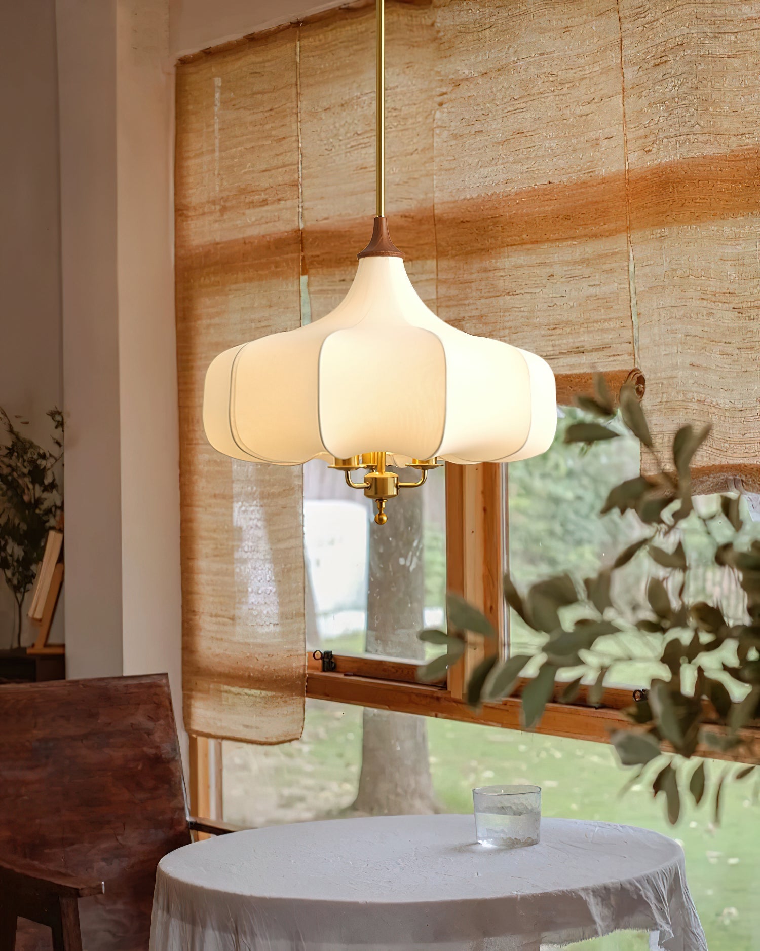 Fioren Fabric & Wood Pendant Light - Letslighting