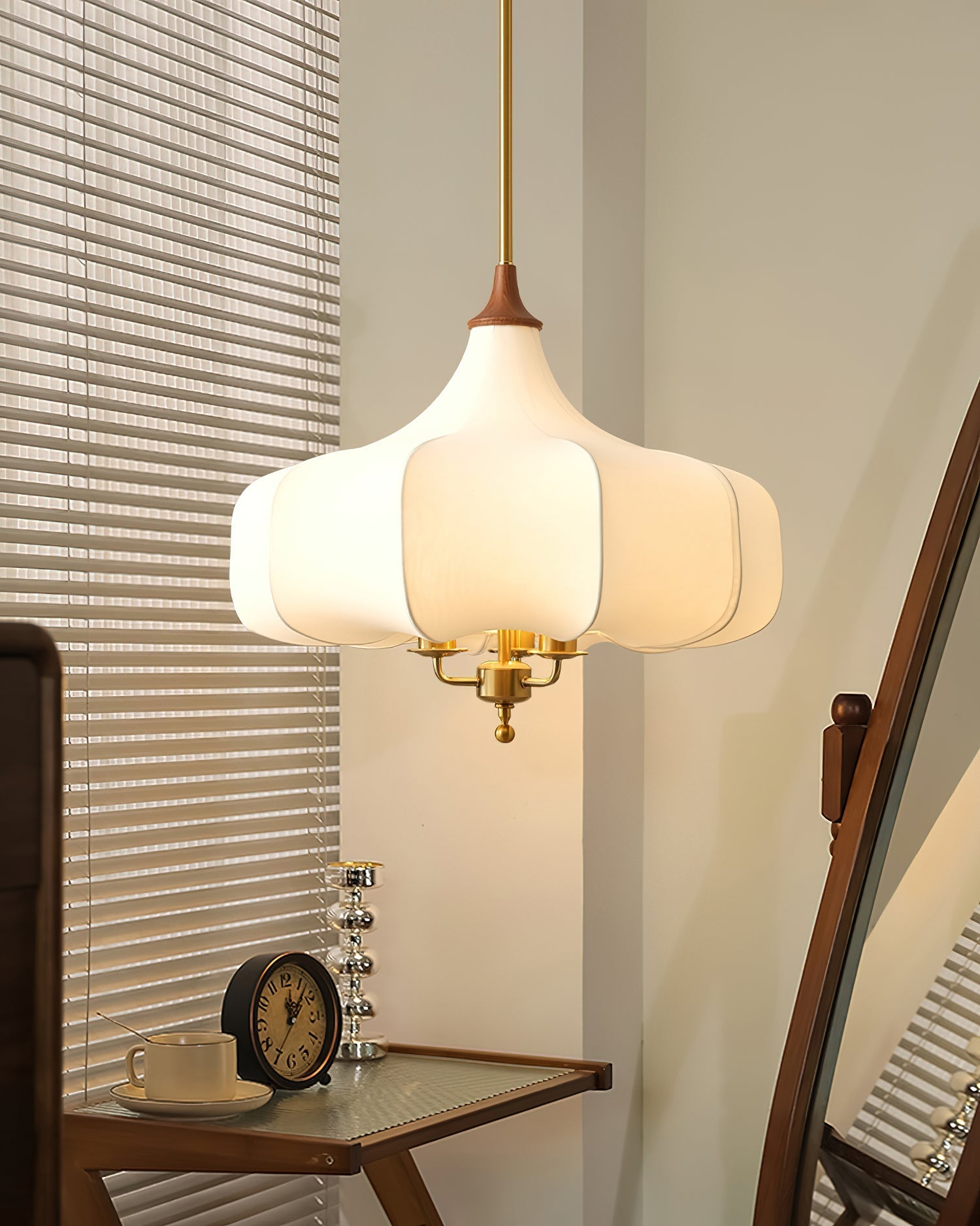 Fioren Fabric & Wood Pendant Light - Letslighting