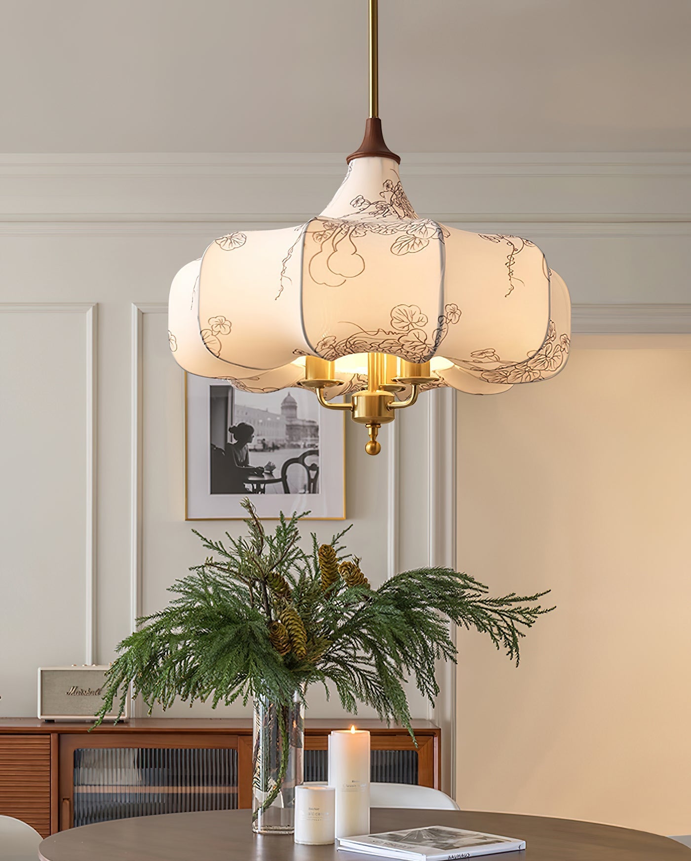 Fioren Fabric & Wood Pendant Light - Letslighting