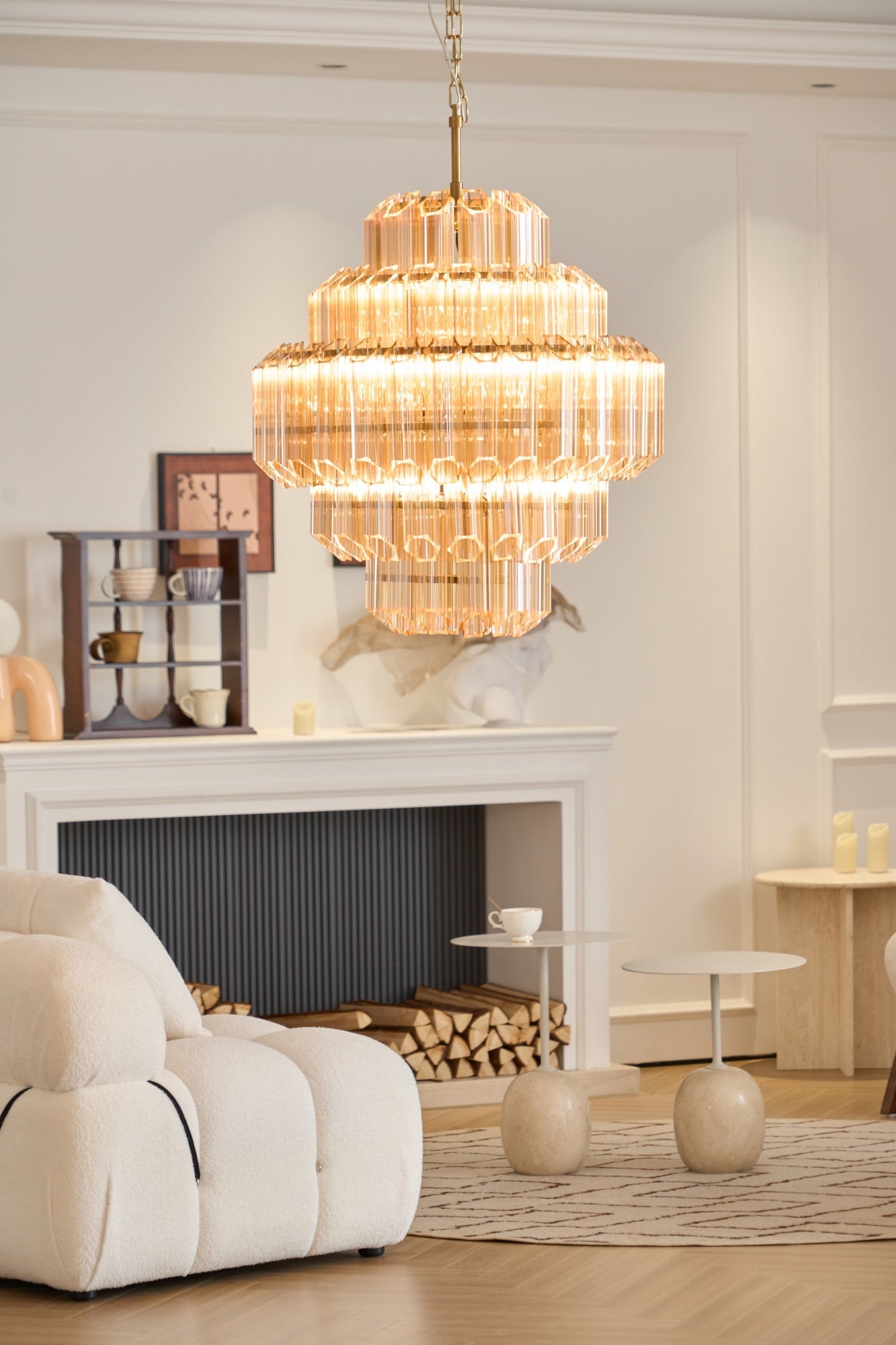 Aurora Chandelier Aurum Cascade Murano Glass Prism Art - Letslighting