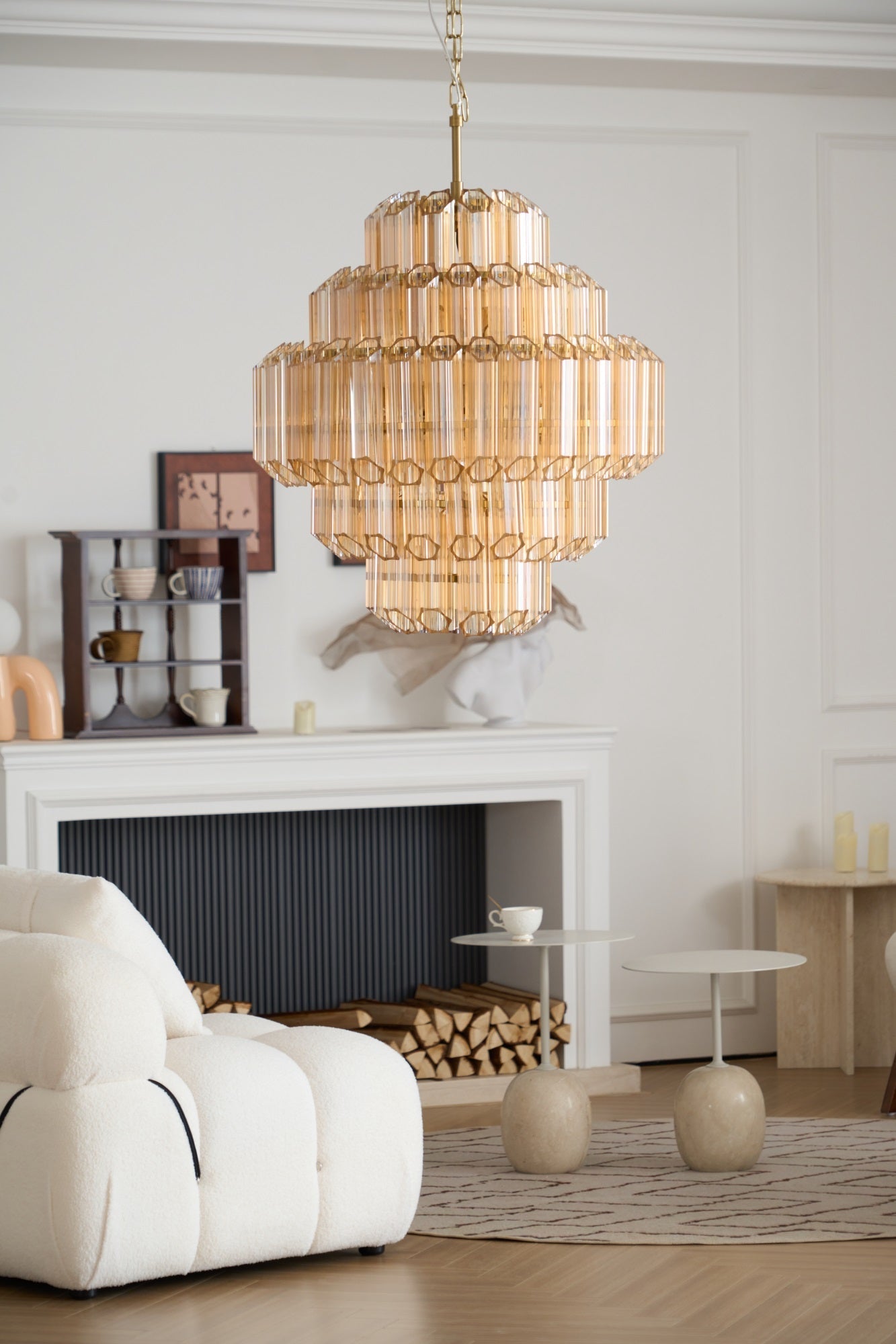 Aurora Chandelier Aurum Cascade Murano Glass Prism Art - Letslighting