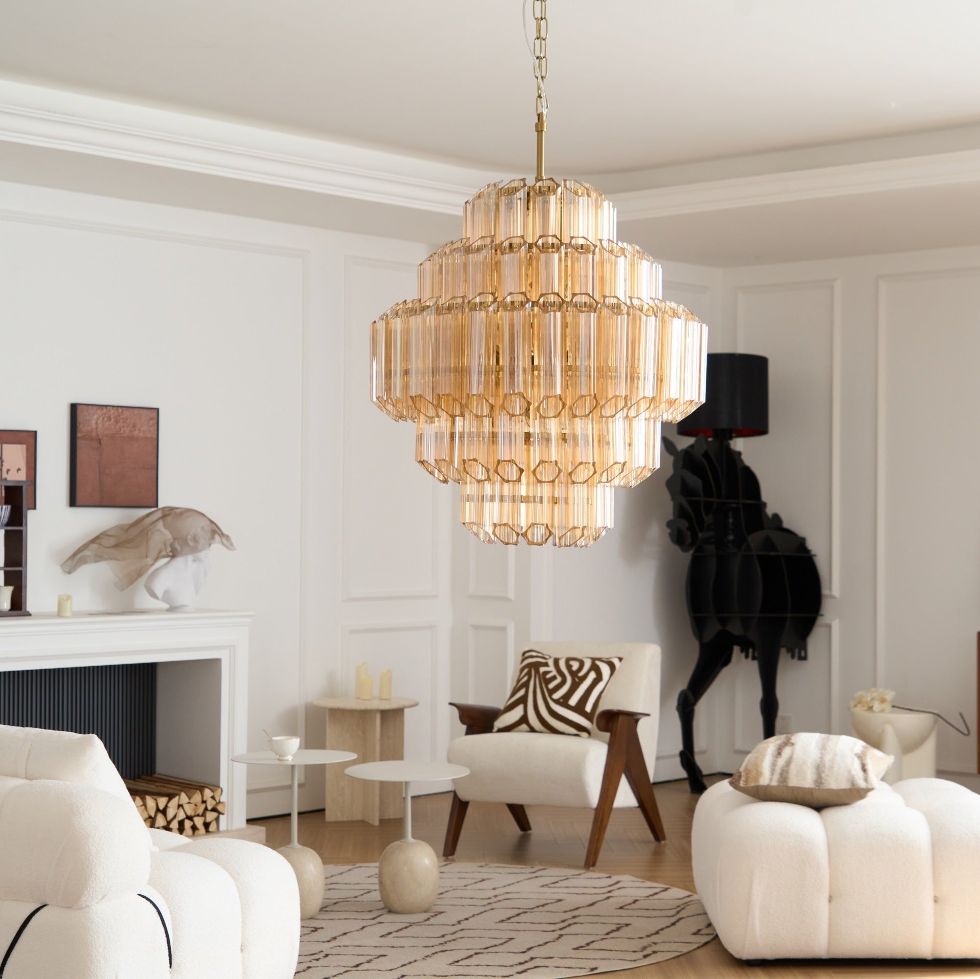 Aurora Chandelier Aurum Cascade Murano Glass Prism Art - Letslighting