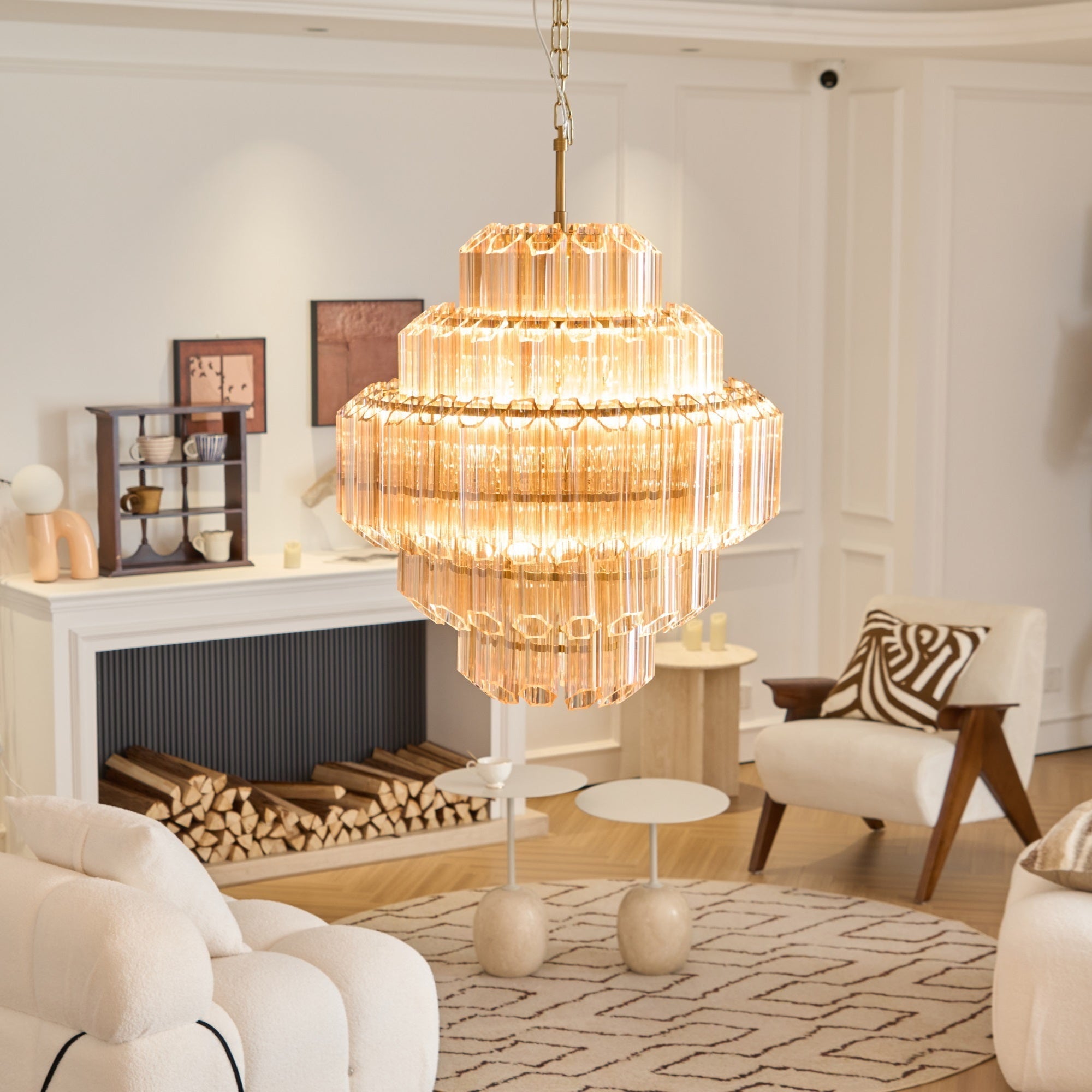 Aurora Chandelier Aurum Cascade Murano Glass Prism Art - Letslighting