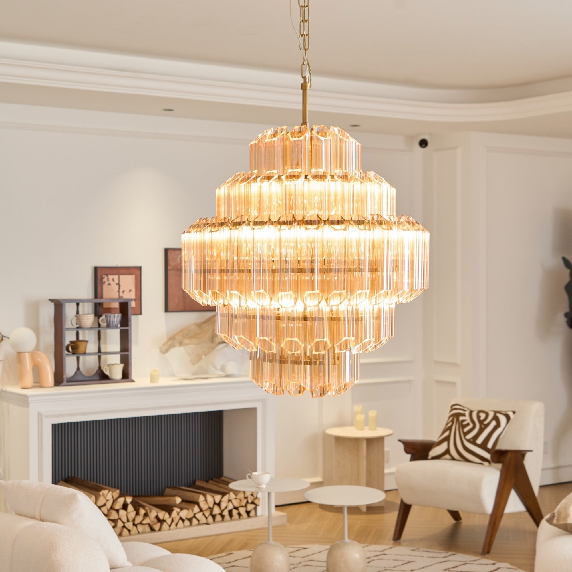 Aurora Chandelier Aurum Cascade Murano Glass Prism Art - Letslighting