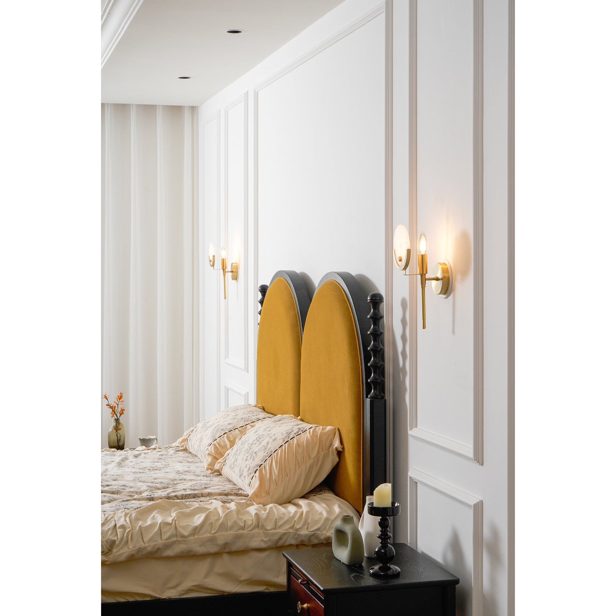 Ljomuvyo Modern Minimalist Brass Alabaster Sconce Wall Lamp - Letslighting