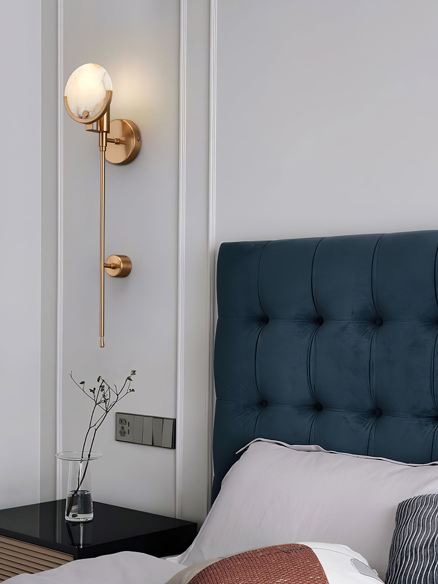 Ljomuvyo Modern Minimalist Brass Alabaster Sconce Wall Lamp - Letslighting