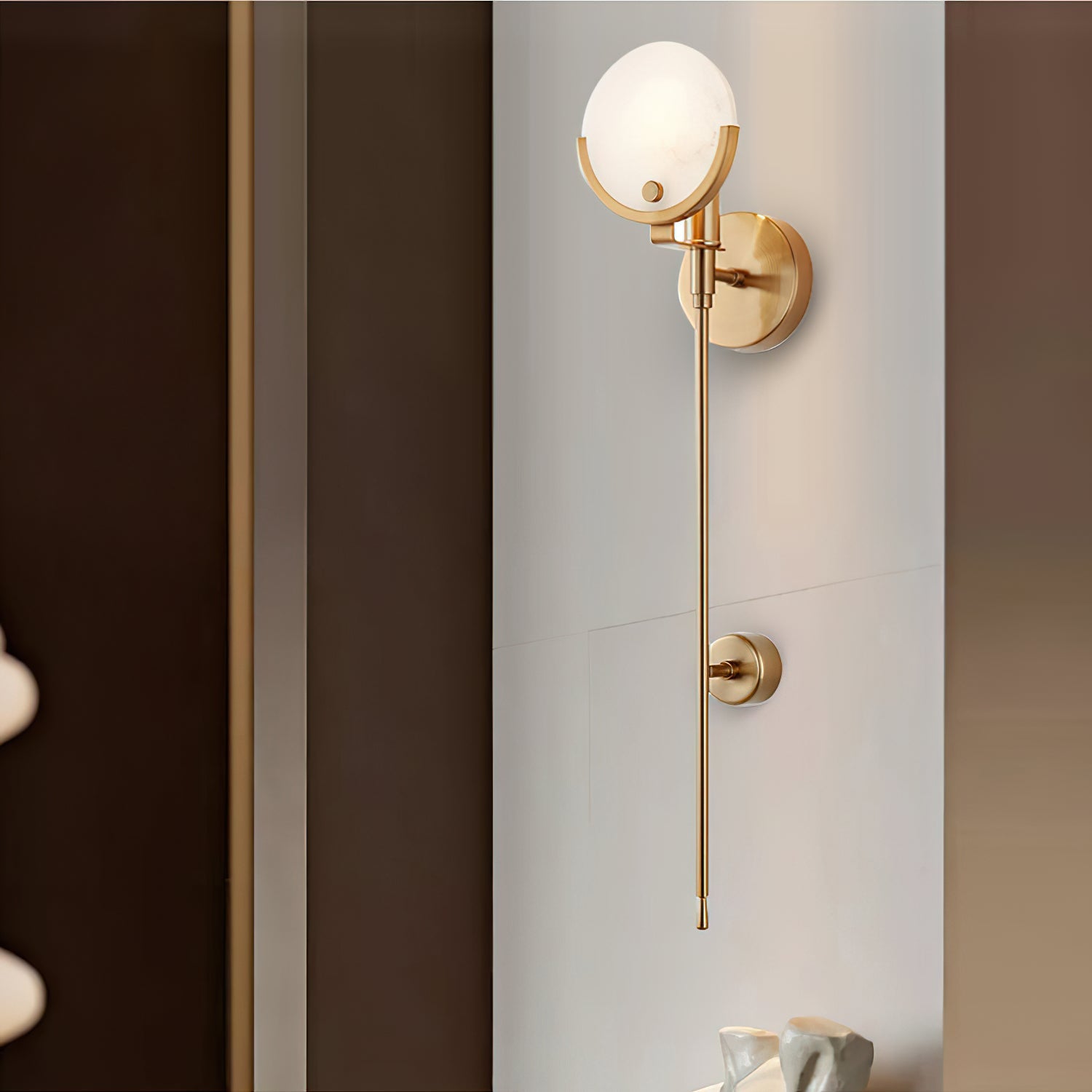 Kristy Brass Sconce  Alabaster