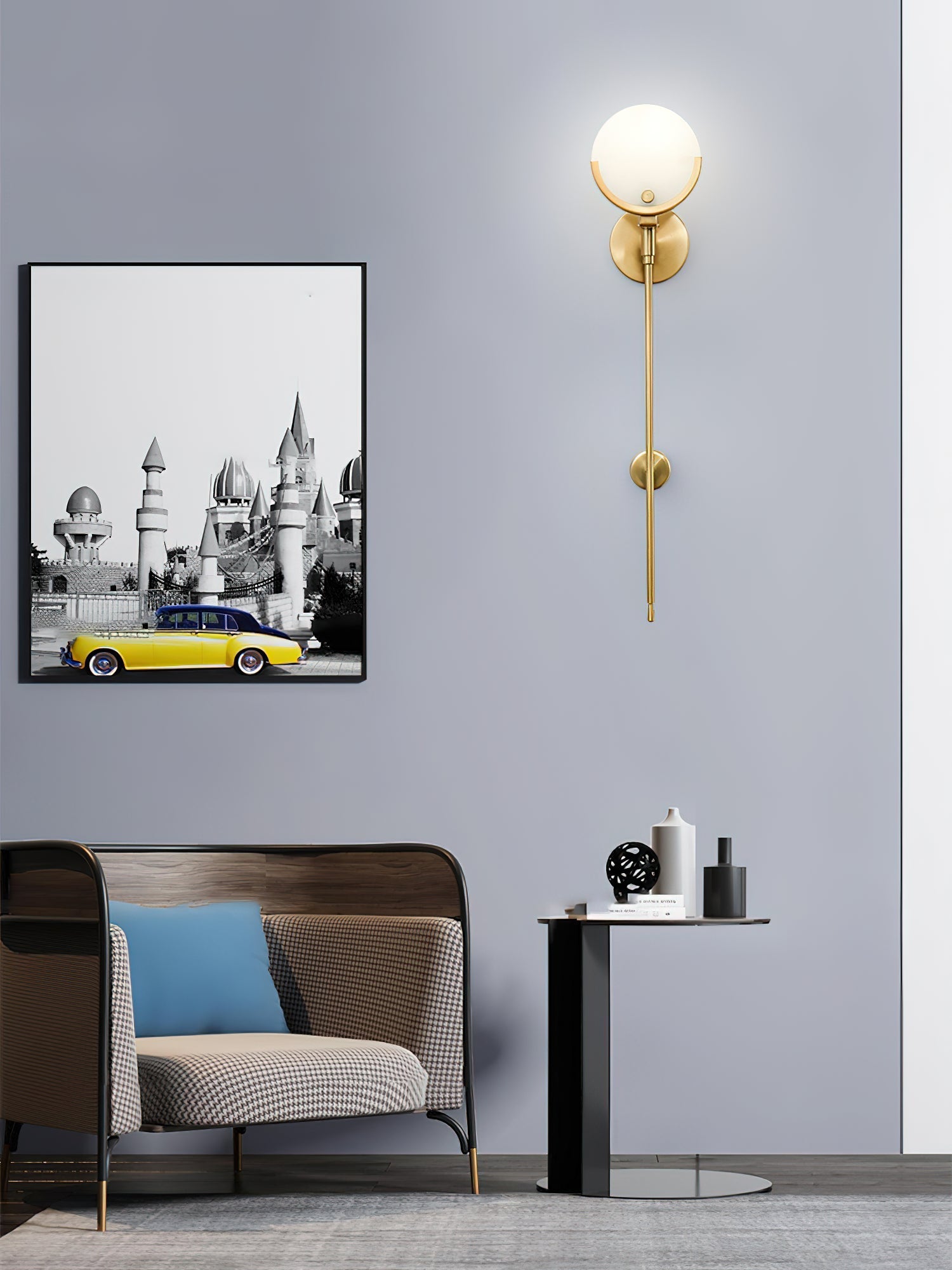 Ljomuvyo Modern Minimalist Brass Alabaster Sconce Wall Lamp - Letslighting