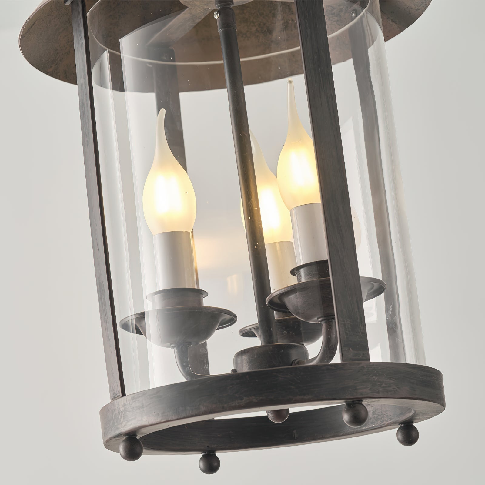 Tinduvyh Vintage Industrial Metal Glass Lantern Pendant Lamp - Letslighting