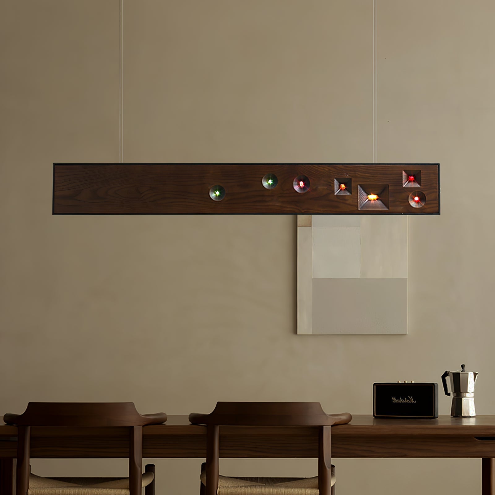 Lustra Pendant Light Wood Gemstone Linear LED - Letslighting