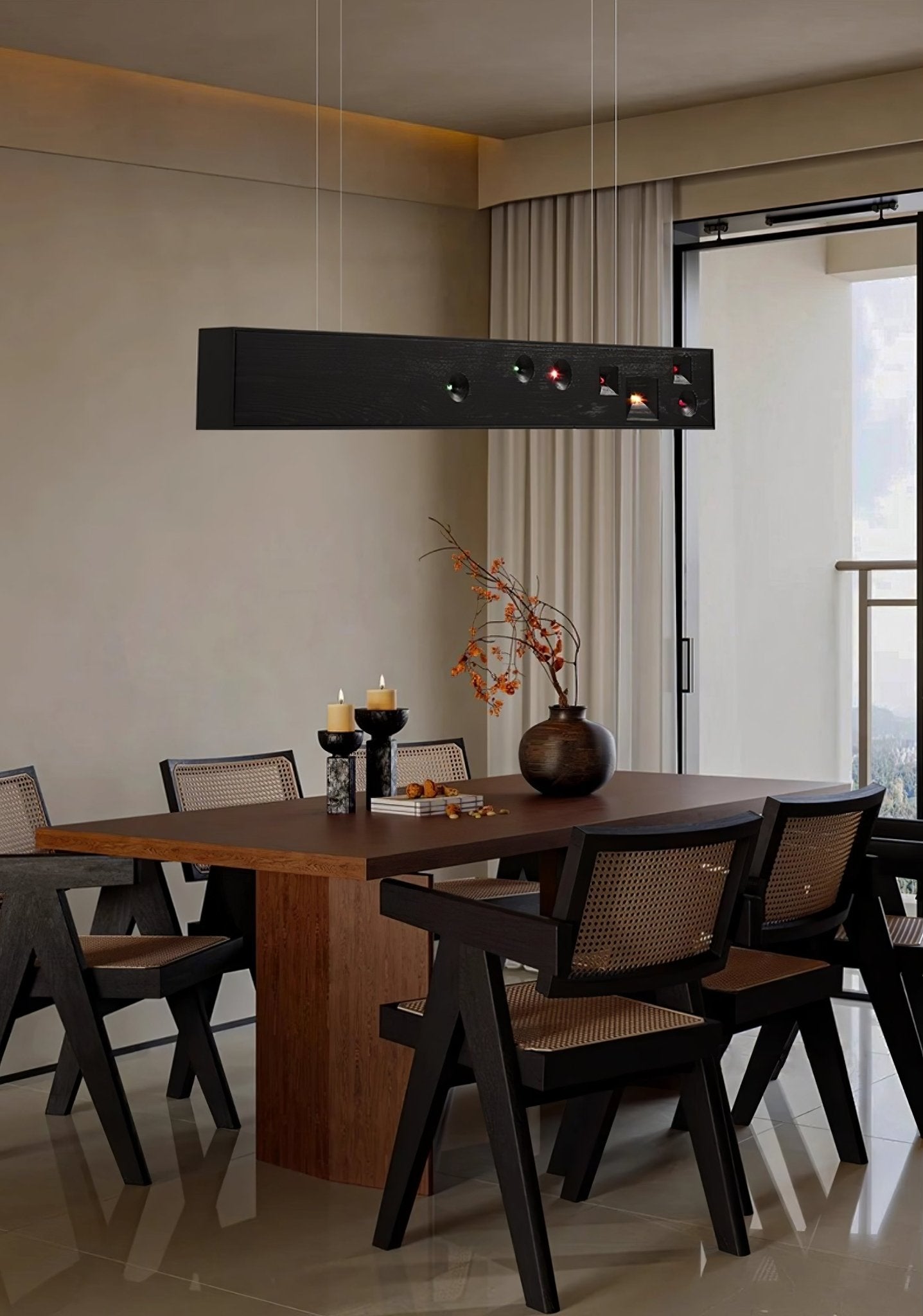 Lustra Pendant Light Wood Gemstone Linear LED - Letslighting
