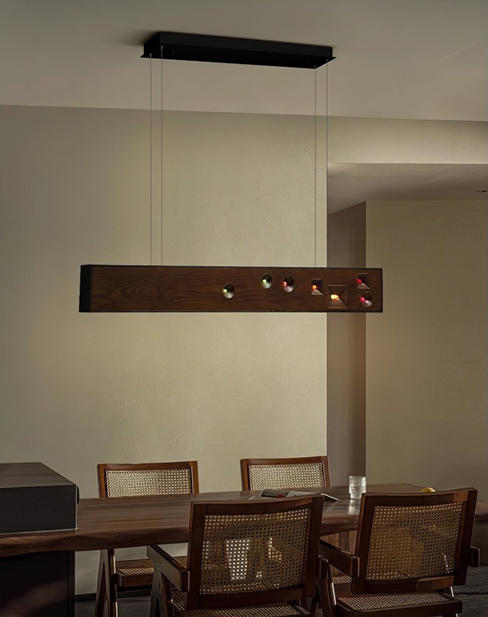 Lustra Pendant Light Wood Gemstone Linear LED - Letslighting