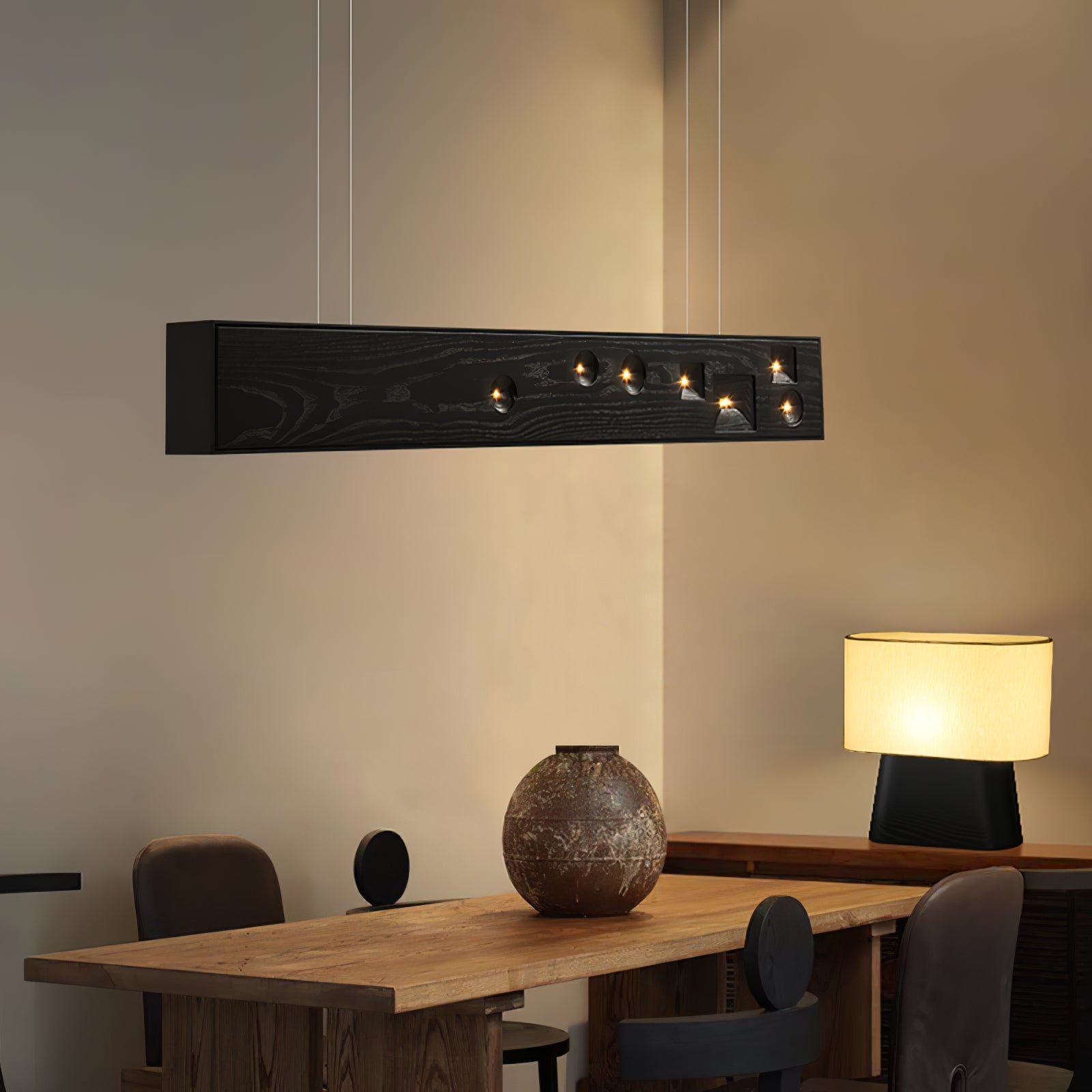 Lustra Pendant Light Wood Gemstone Linear LED - Letslighting