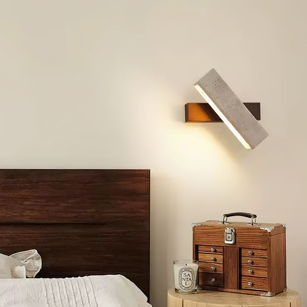 Ostruvyo Linear Walnut Travertine Wall Lamp - Letslighting
