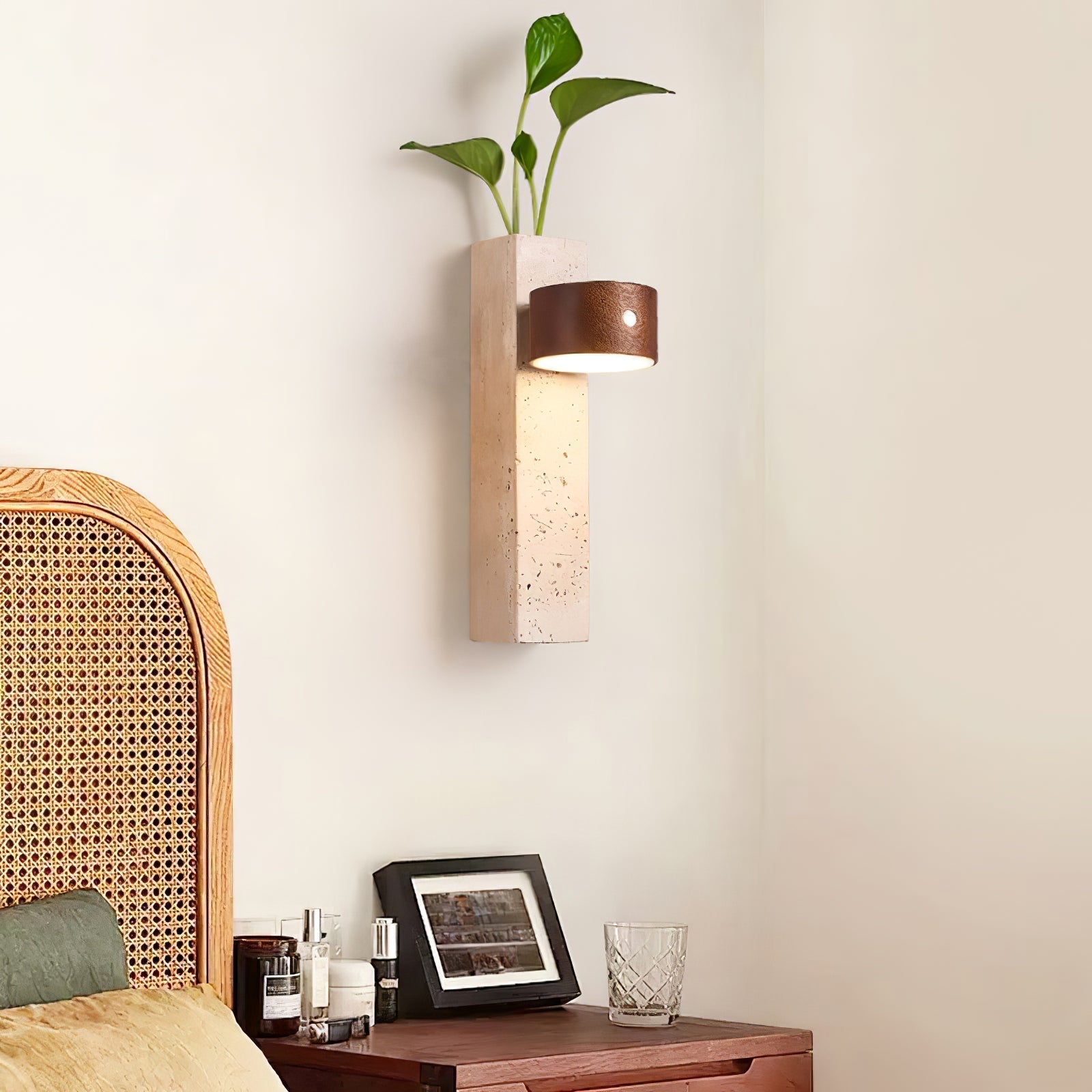 Zarinila Rectangular-Block Travertine Wall Light - Letslighting