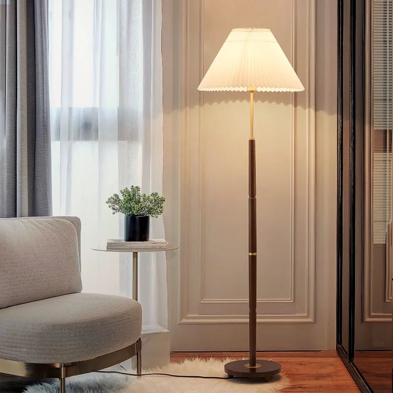 Haven Wood & Fabric Vintage Floor Lamp - Letslighting