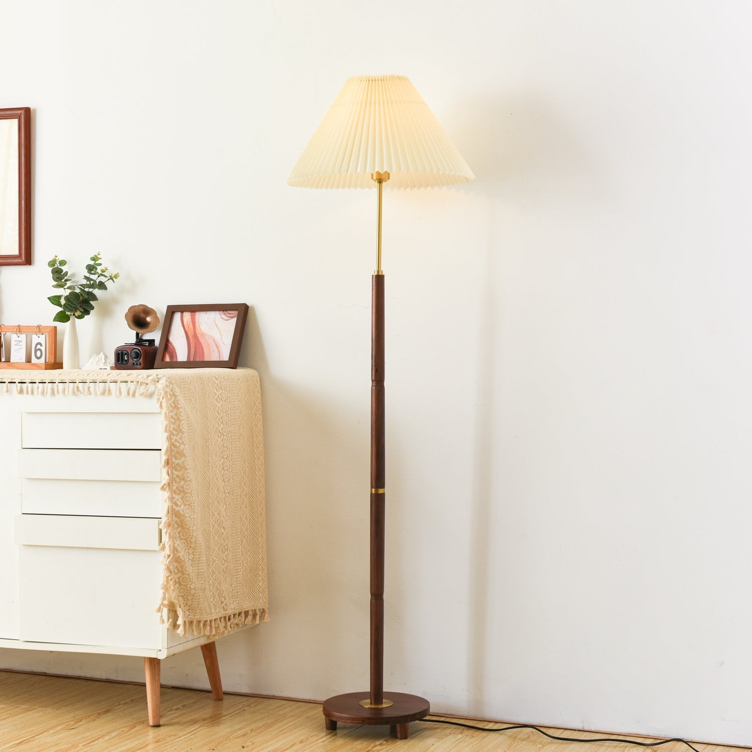 Haven Wood & Fabric Vintage Floor Lamp - Letslighting