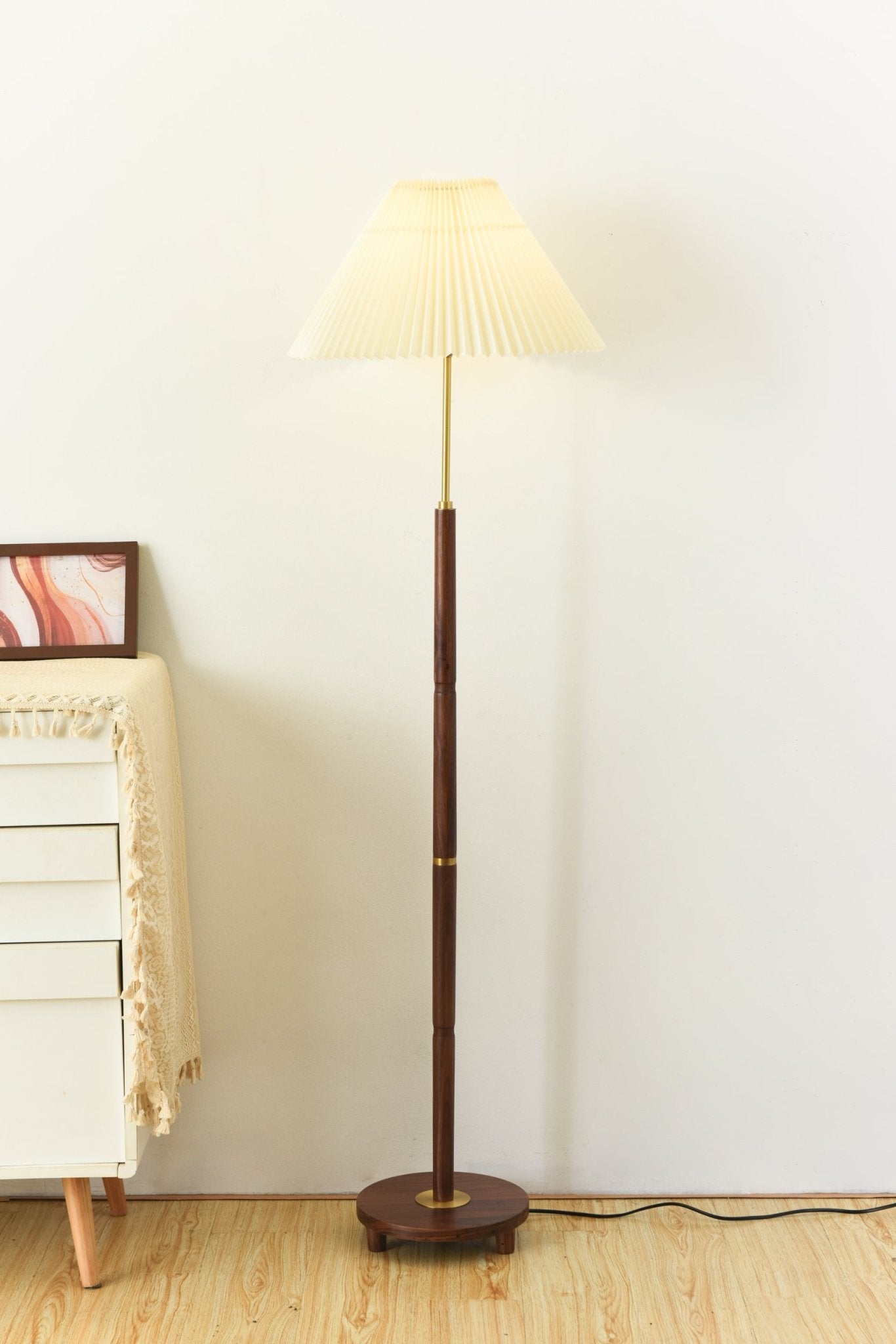 Haven Wood & Fabric Vintage Floor Lamp - Letslighting