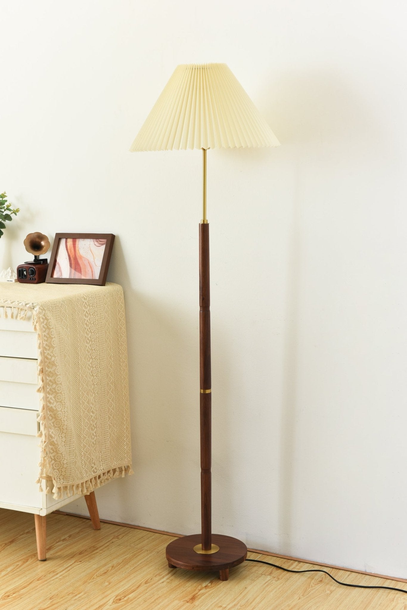 Haven Wood & Fabric Vintage Floor Lamp - Letslighting