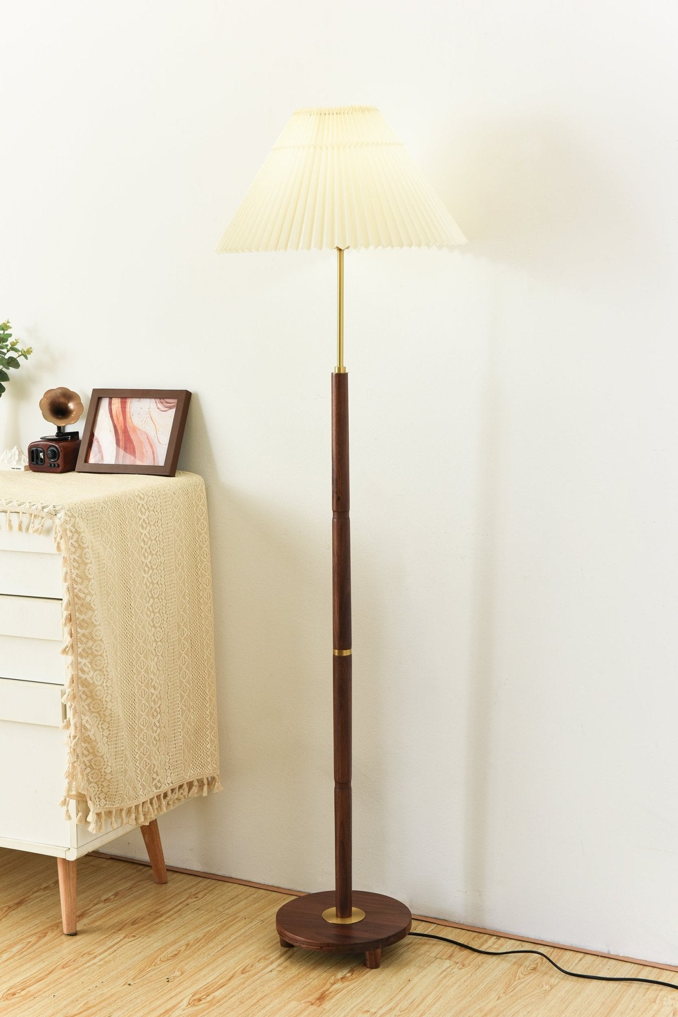 Haven Wood & Fabric Vintage Floor Lamp - Letslighting