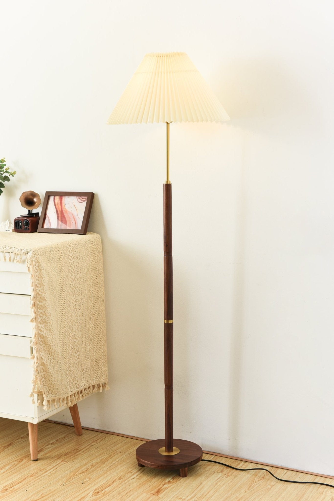 Haven Wood & Fabric Vintage Floor Lamp - Letslighting
