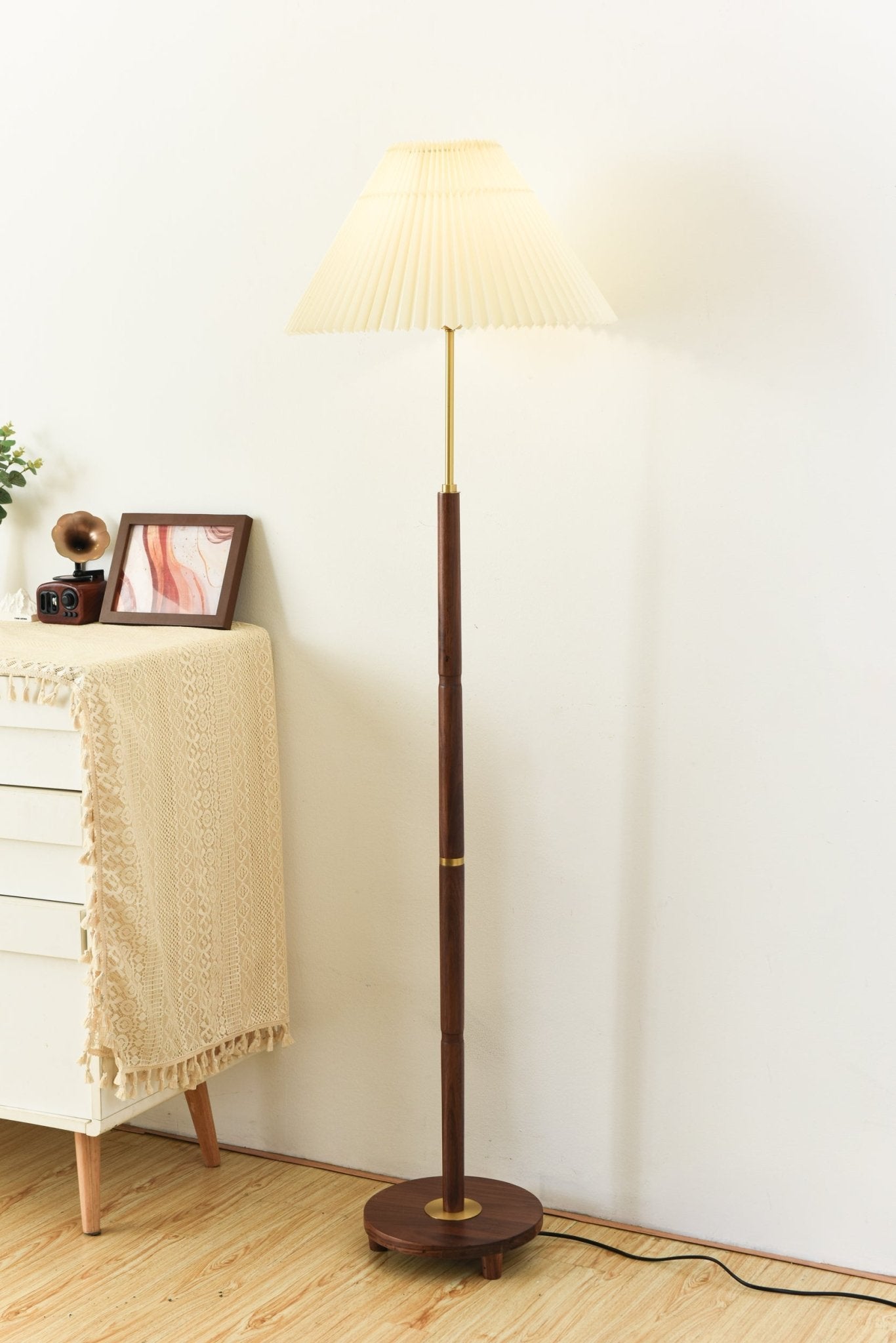 Haven Wood & Fabric Vintage Floor Lamp - Letslighting