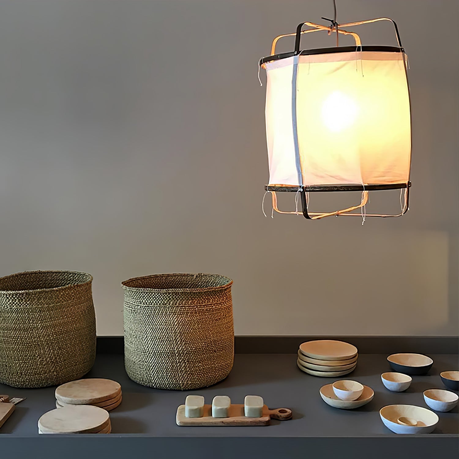Lustra Pendant Lamp Bamboo Shade for Living Room - Letslighting