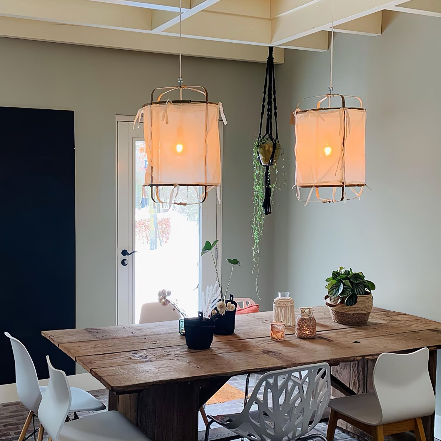 Lustra Pendant Lamp Bamboo Shade for Living Room - Letslighting