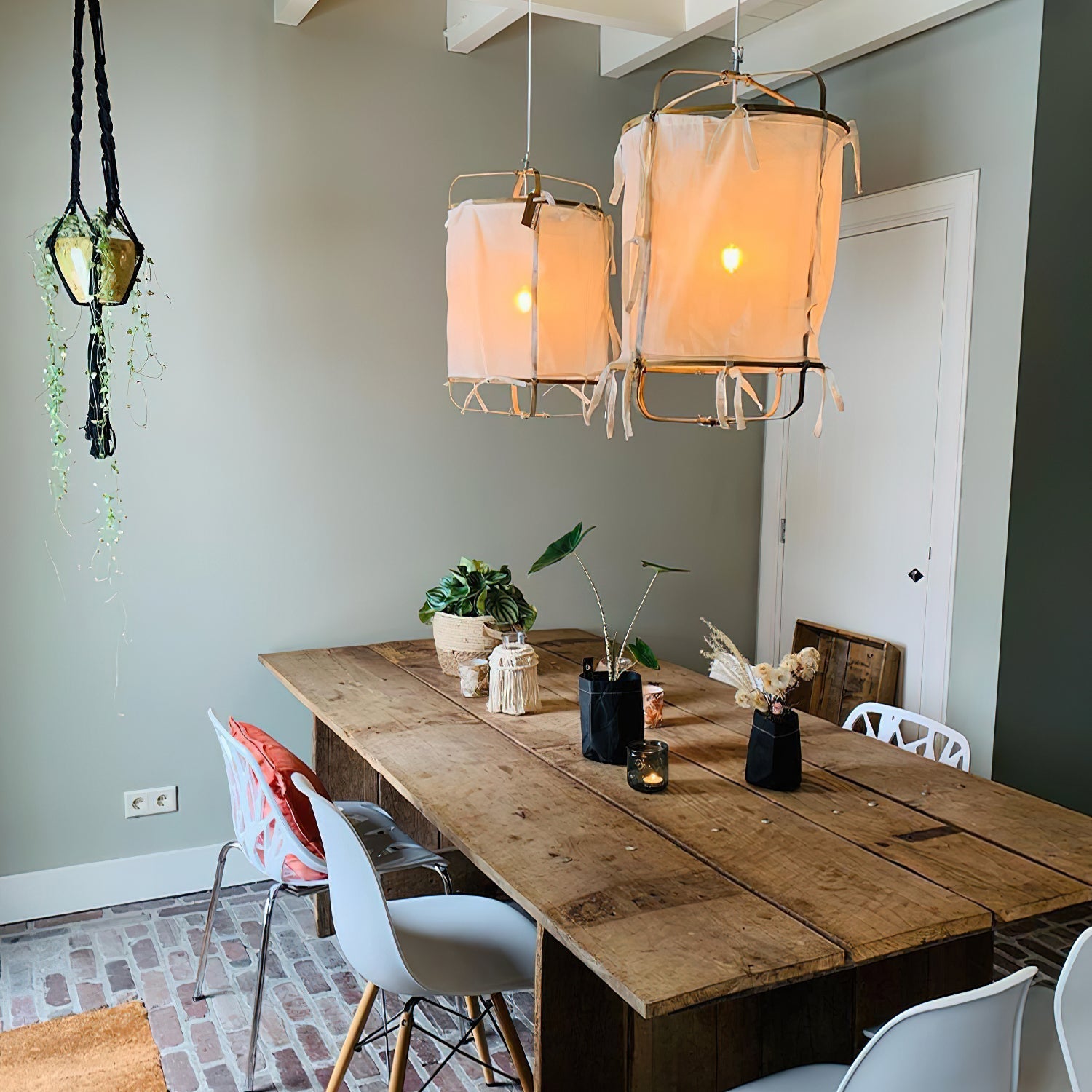 Lustra Pendant Lamp Bamboo Shade for Living Room - Letslighting