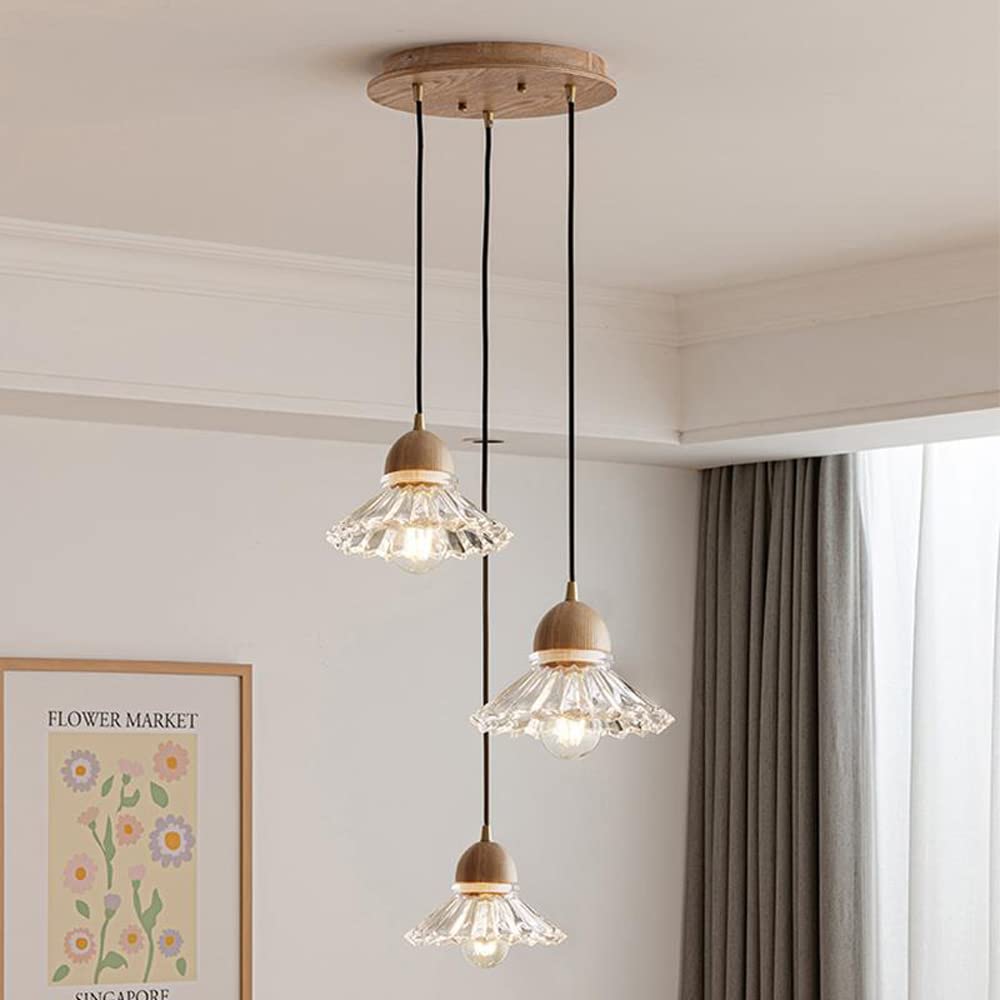 Valentina Retro Wood Pendant Light Glass Bedroom/Living Room/Dining Room - Letslighting