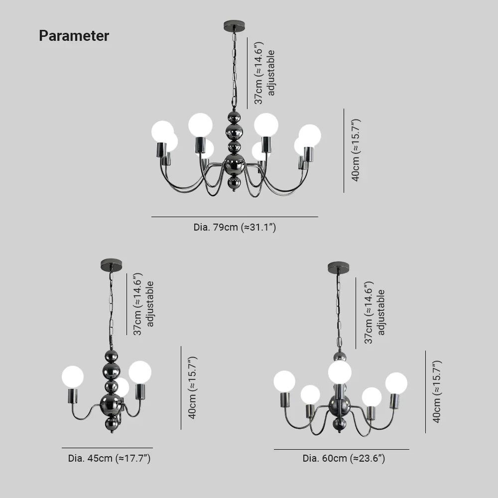 Valentina Medieval LED Spherical Chandelier Black Living Room - Letslighting