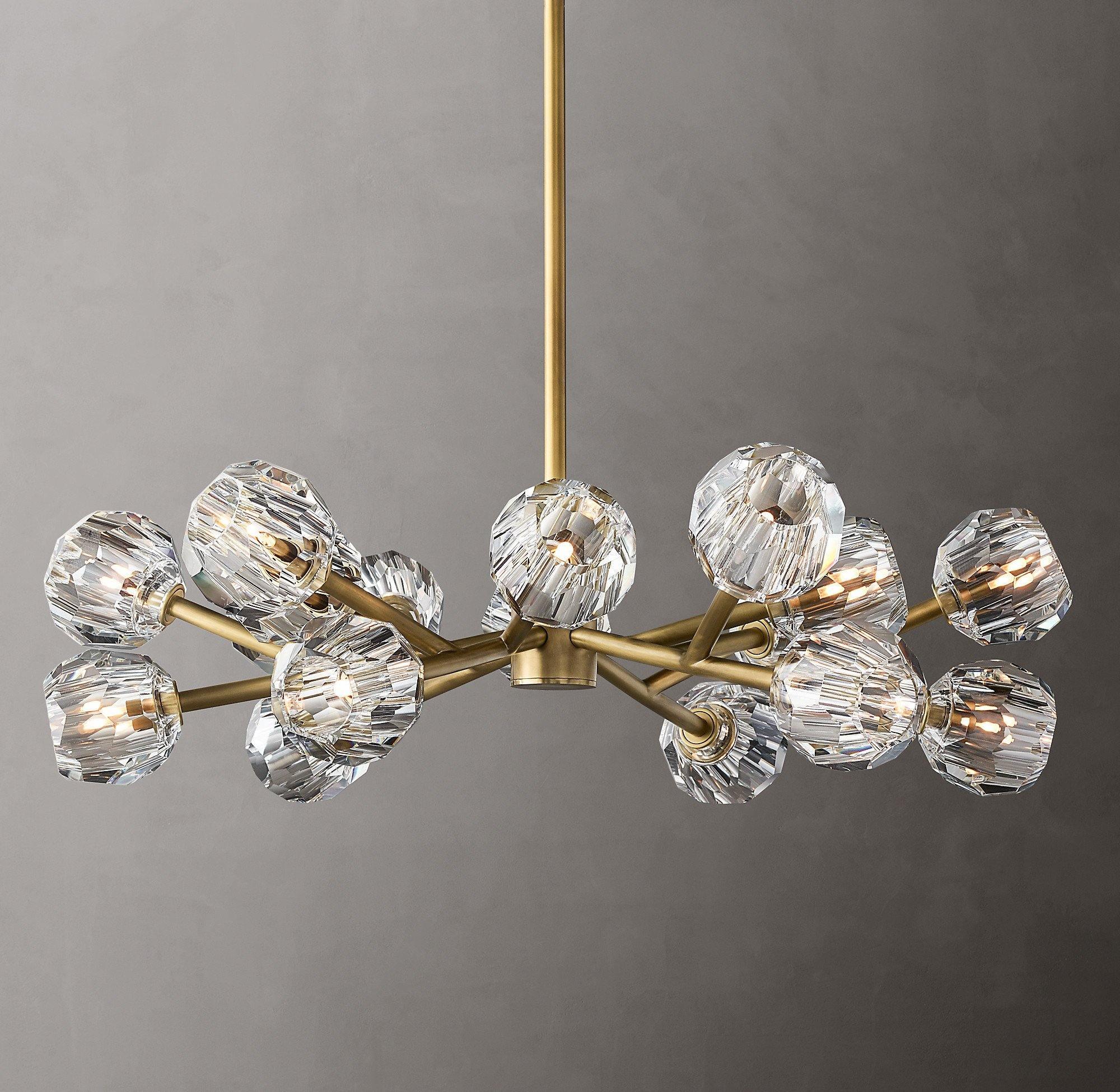 Lustra Pendant Lamp Crystal Ball Brass Cluster - Letslighting